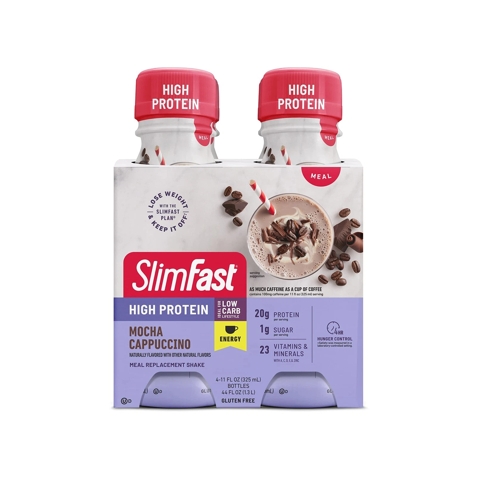 SlimFast Advanced Energy High Protein Meal Replacement Shake Mocha Cappuccino...