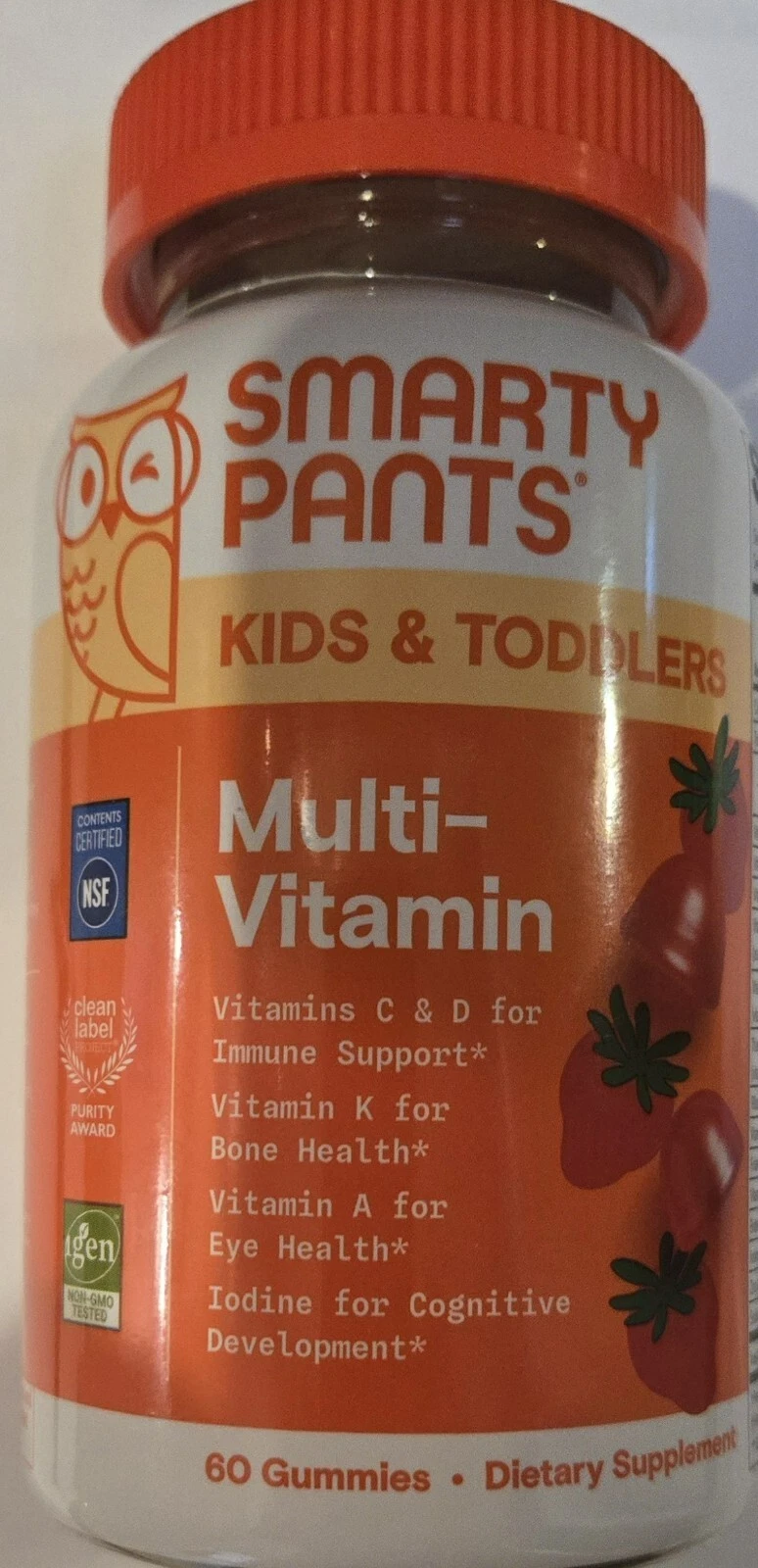 SmartyPants Kids & Toddlers Children's Multivitamin Gummies, Strawberry, 60 Ct