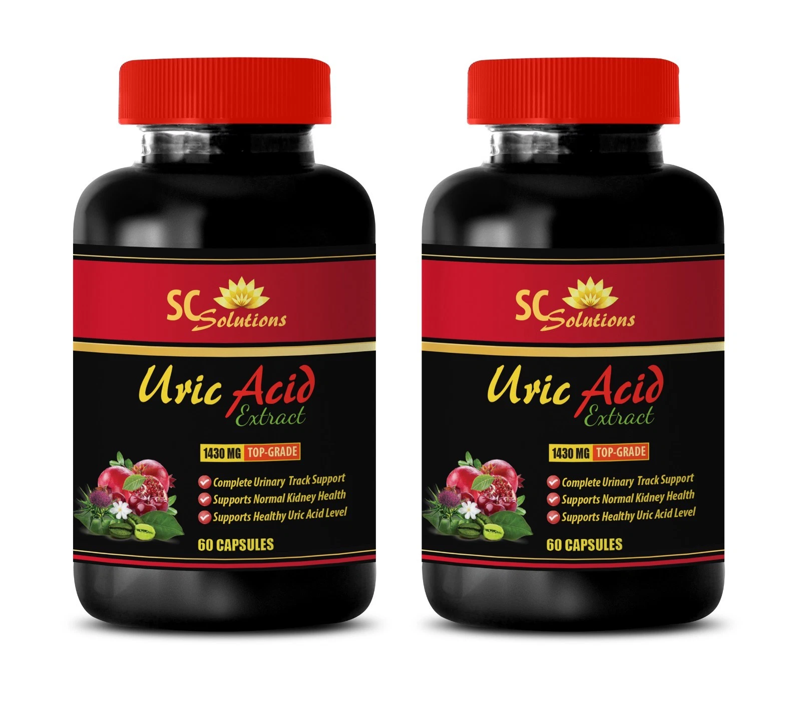 gout relief supplement - Uric Acid Formula 1430mg - natural diuretic 2 Bottles