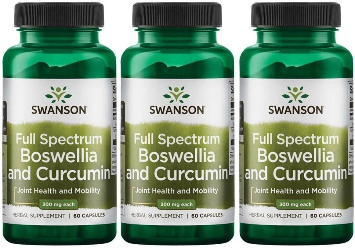 3 Bottles, Boswellia & Curcumin 180 Caps (3x60) Joint Liver Health, Exp. 2027