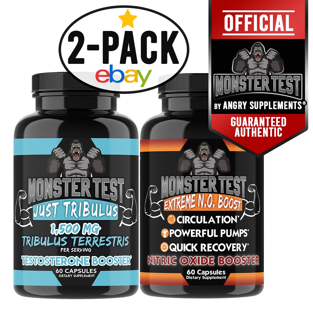 Monster Test Mens Just Tribulus + Monster N.O. Nitric Oxide + Test Booster, 2-pk