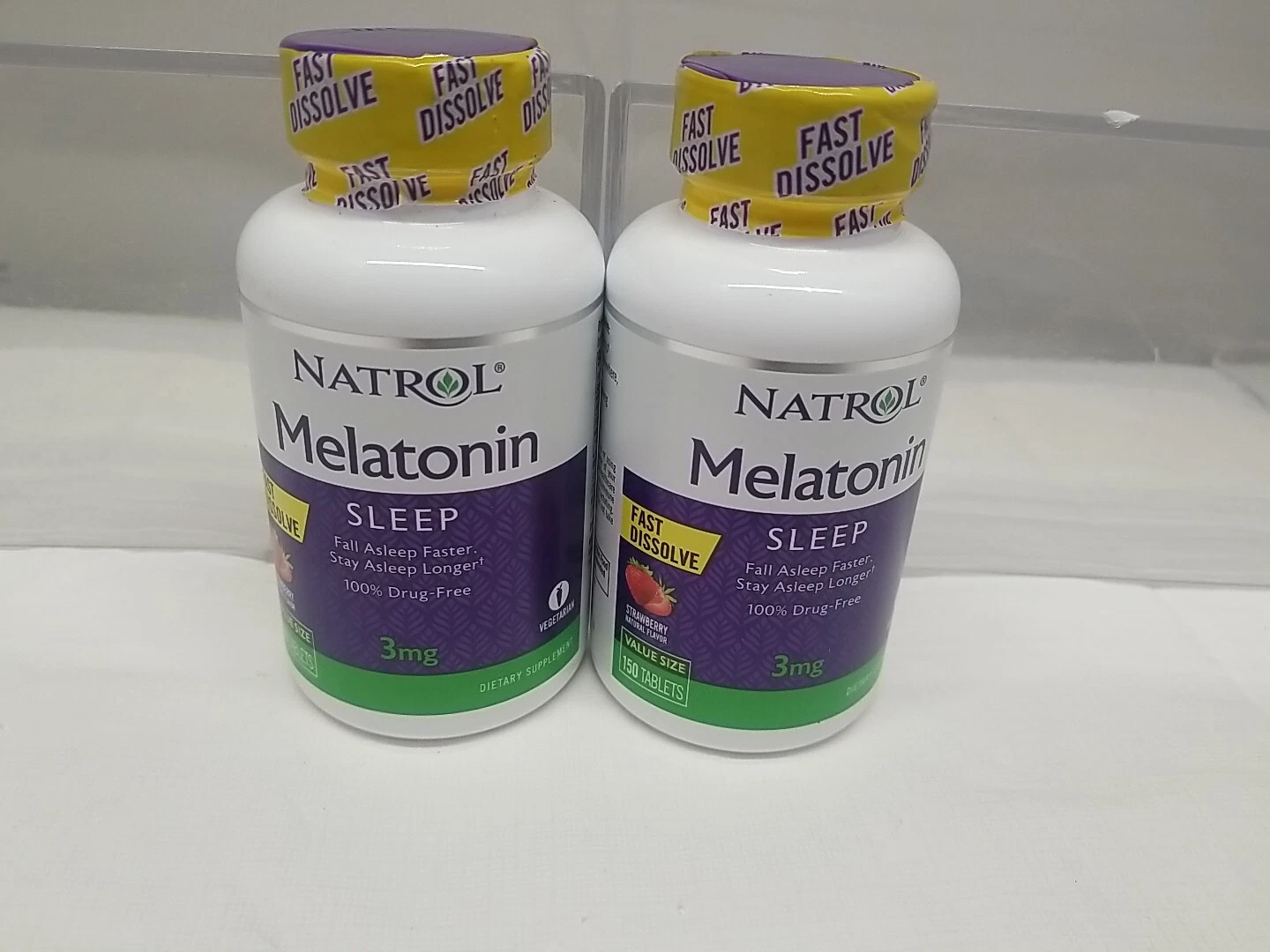 (2 PACK)Melatonin, Fast Dissolve, Strawberry, 3 mg, 150 Tablets(EXP 01/31/25)