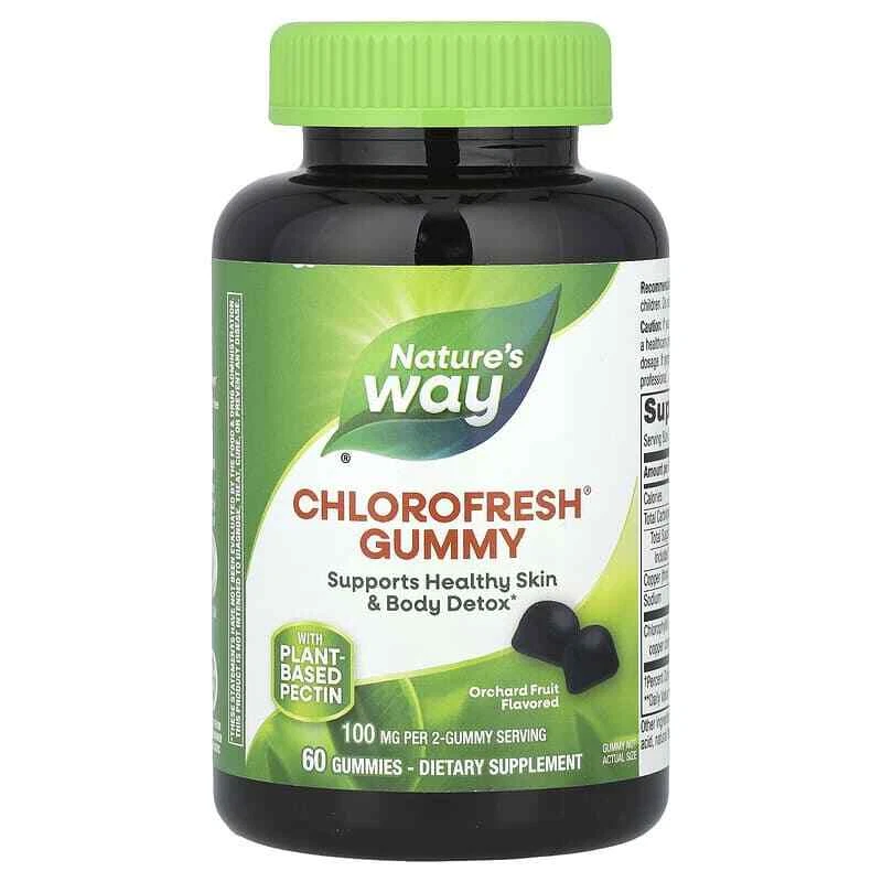 2 X Natures Way, Chlorofresh� Gummy, Orchard Fruit, 100 mg, 60 Gummies (50 mg p