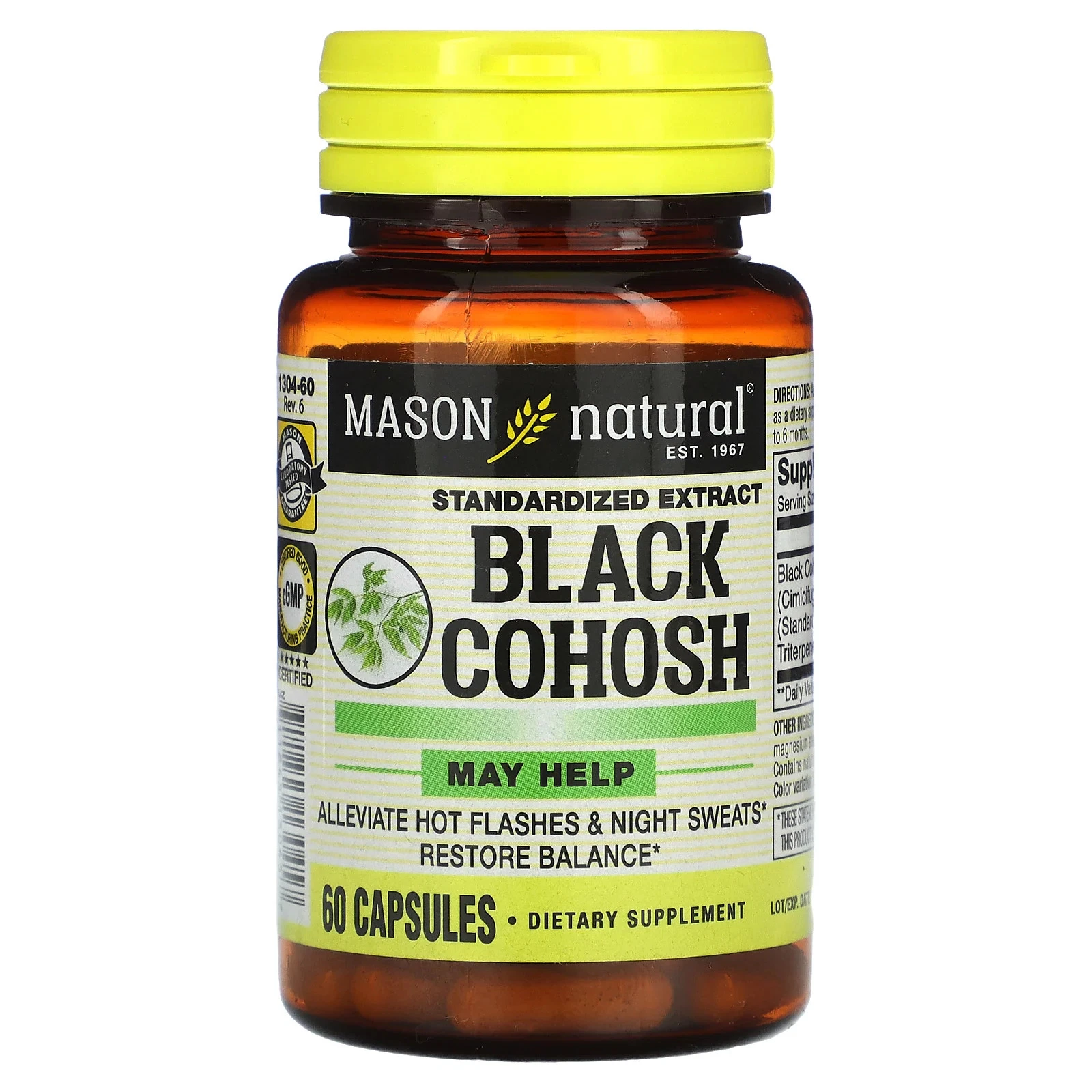 Black Cohosh, Standardized Extract, 60 Capsules (40 mg per Capsule)