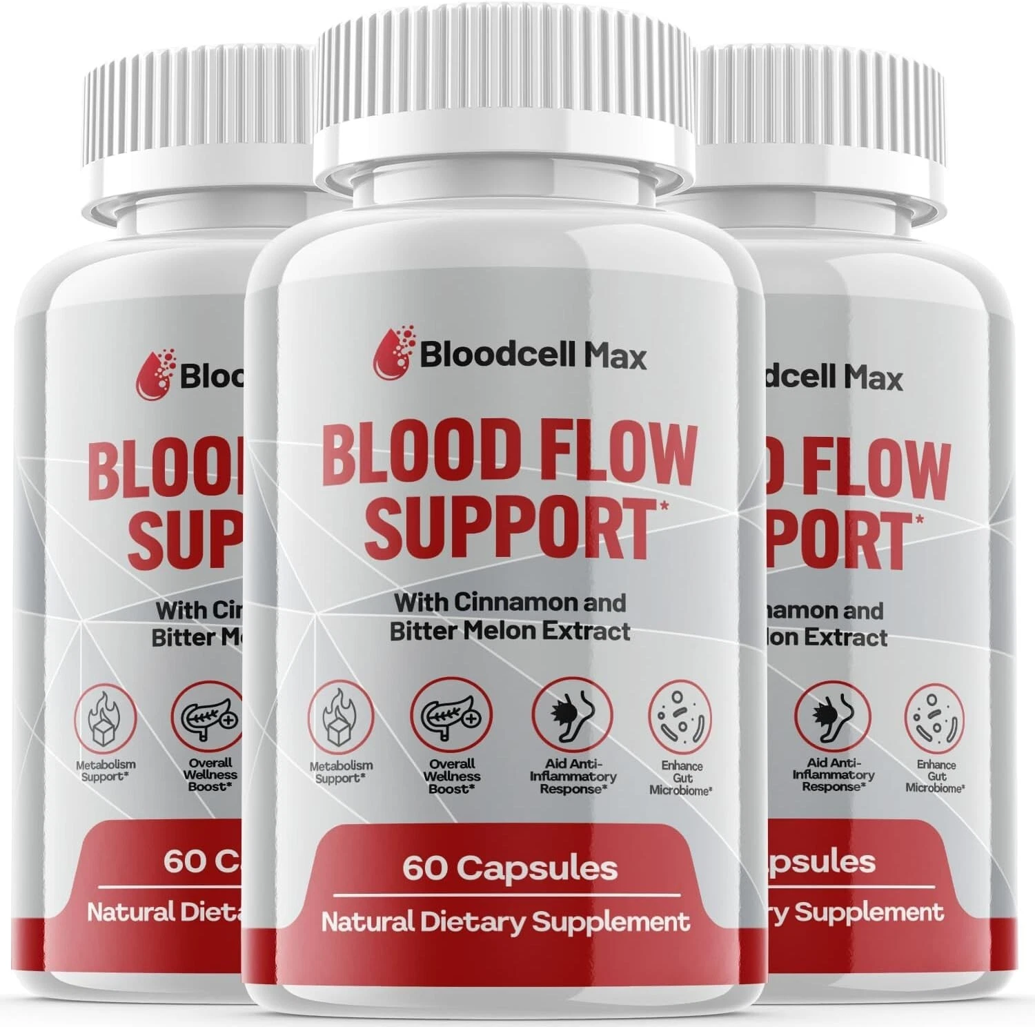 3 Pack - Bloodcell Max Blood Flow Support Pills - Blood Flow Supplement-180 Caps