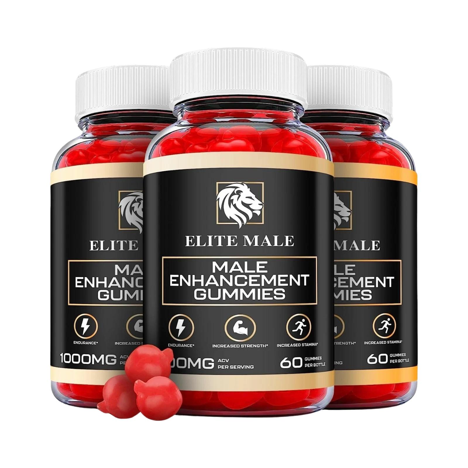 3-Pack Elite Male Gummies - All Natural Enhancement Support For Men -180 Gummies