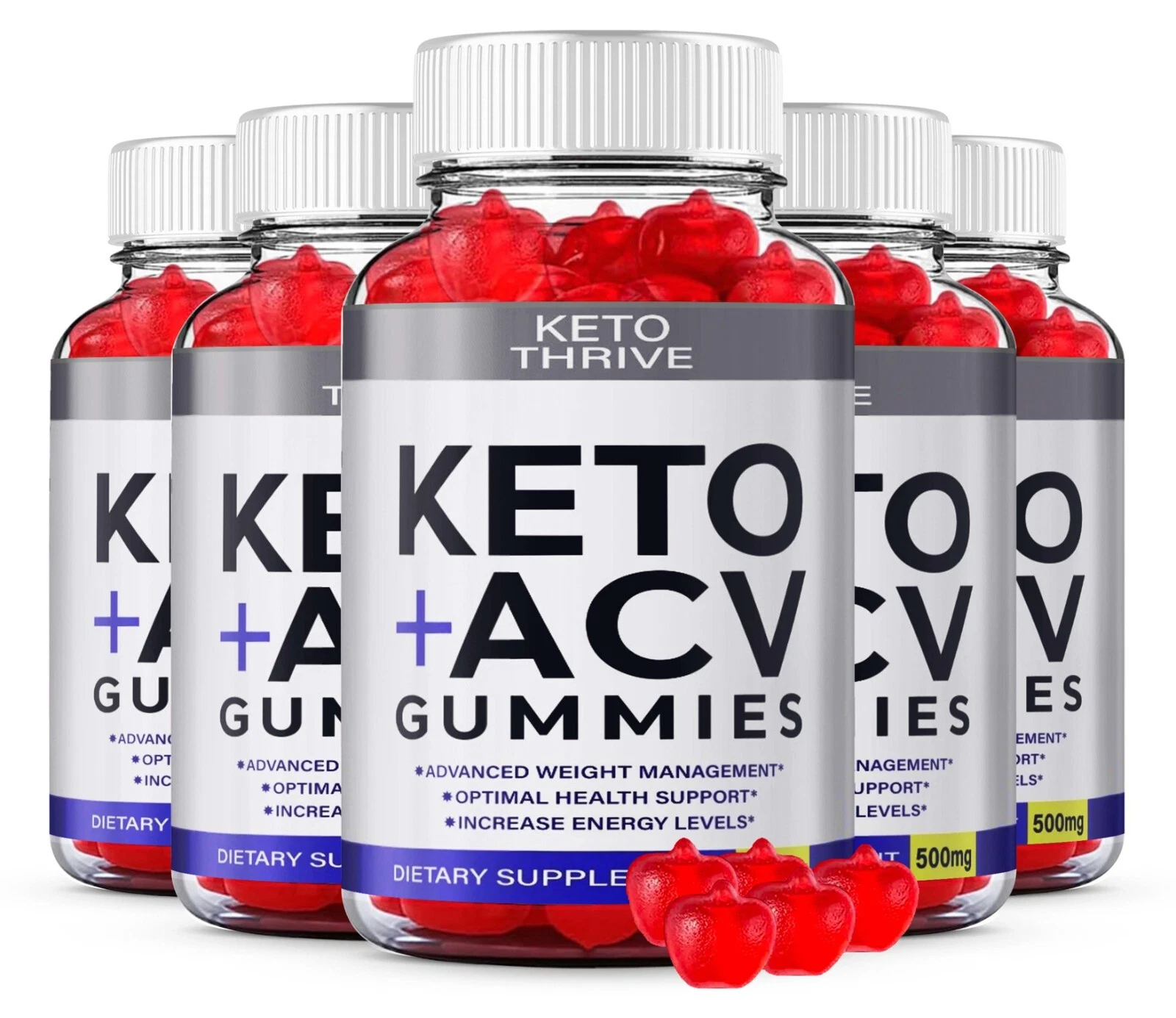 Keto Thrive ACV Gummies Apple Flavor Dietary Supplements (300 Gummies) 5-Pack