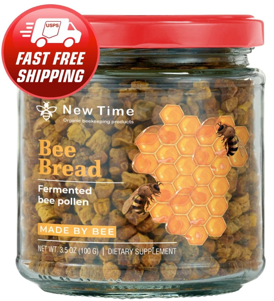 Bee Bread, Pure Fermented Bee Pollen, Organic Supplement 3.5 oz / 100g Raw Perga