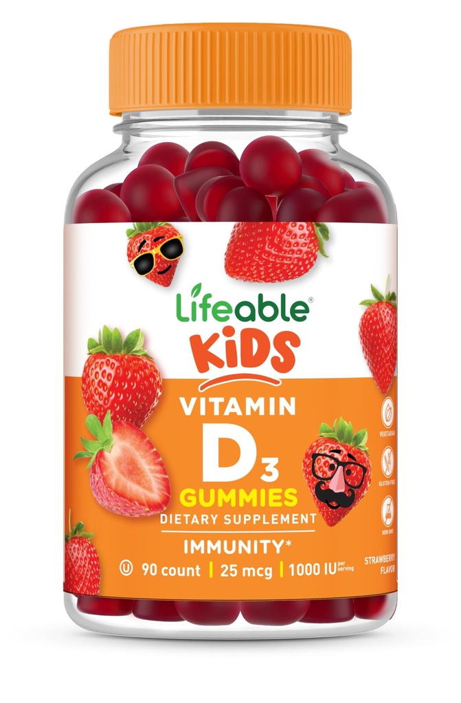 Lifeable Kids Vitamin D Gummies | Vitamin D3 1000iu | Great Tasting Vitamin D3 G