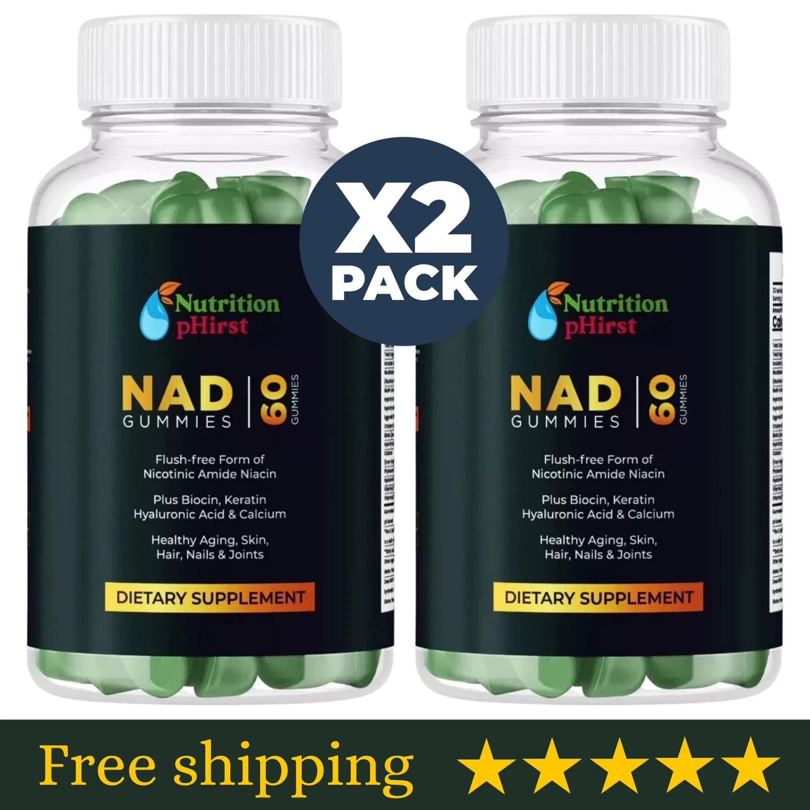 NAD+ Gummies NAD Supplement Nicotinamide Adenine Dinucleotid Anti-Aging Energy.