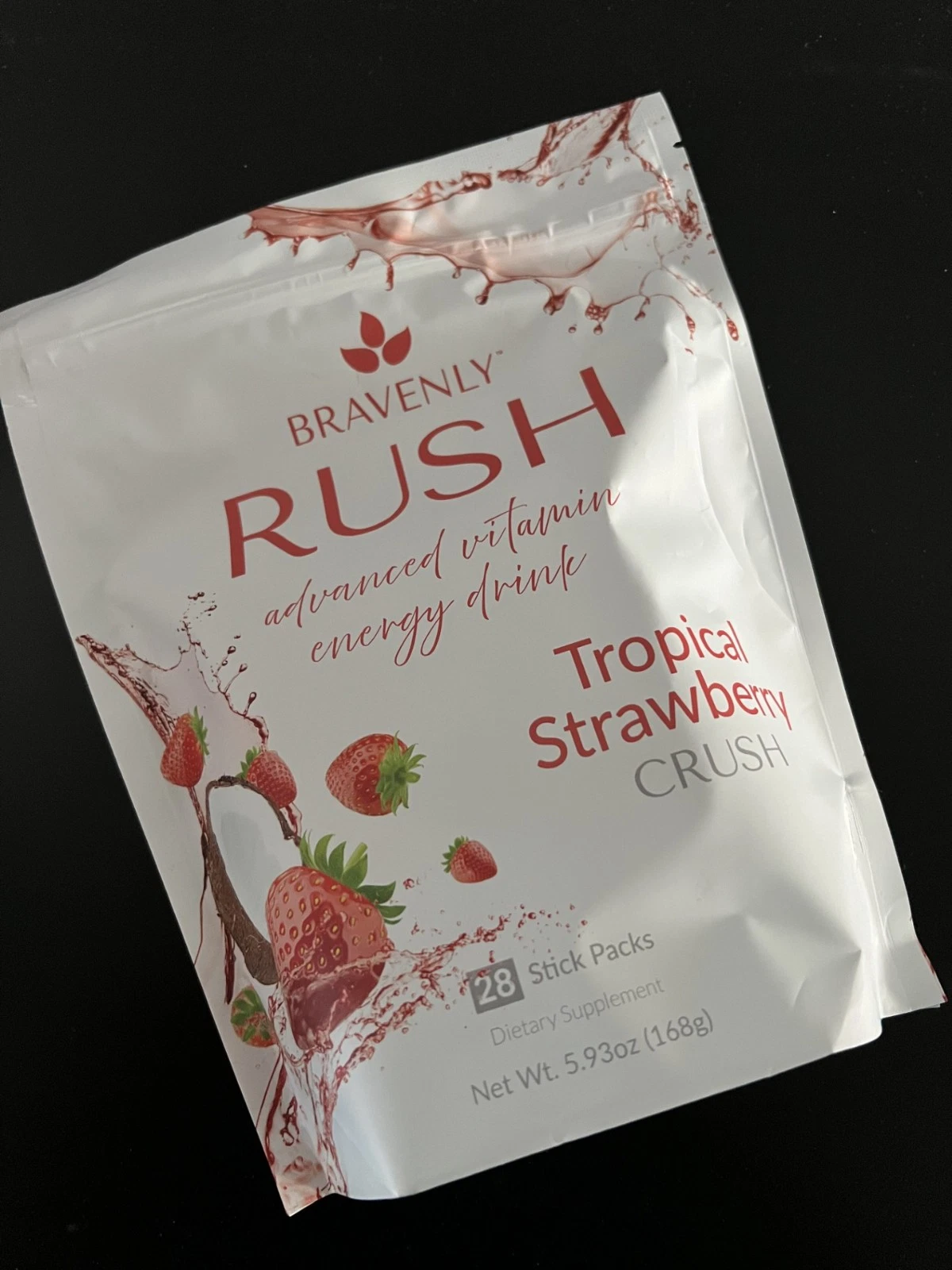 Bravenly Rush Energy Drink Tropical Strawberry Crush Nootropic Sticks Sealed