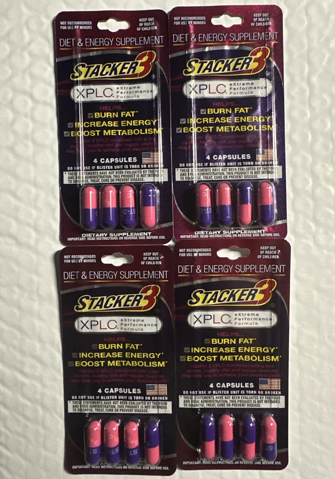 STACKER 3 XPLC Weight Loss ENERGY 4ct 16 Pills Free Ship Wholesale 💥