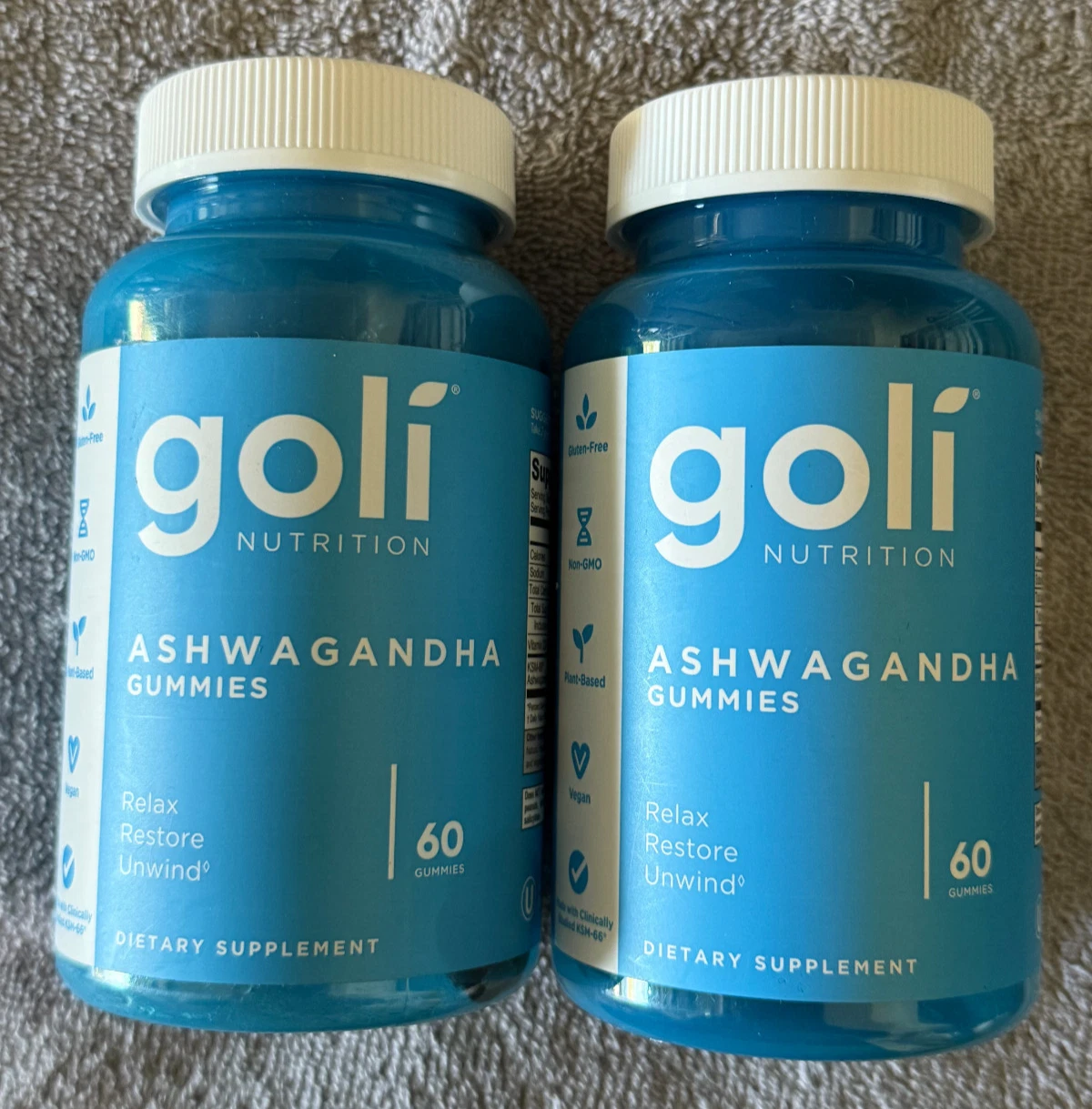 2x goli Nutrition Ashwagandha Gummies, 120 Total Gummies Exp 09/2026 - 2 Bottles