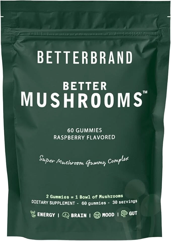 BetterBrand Better MUSHROOMS - 60 Gummies - Rasperry Flavored - Super Mushrooms