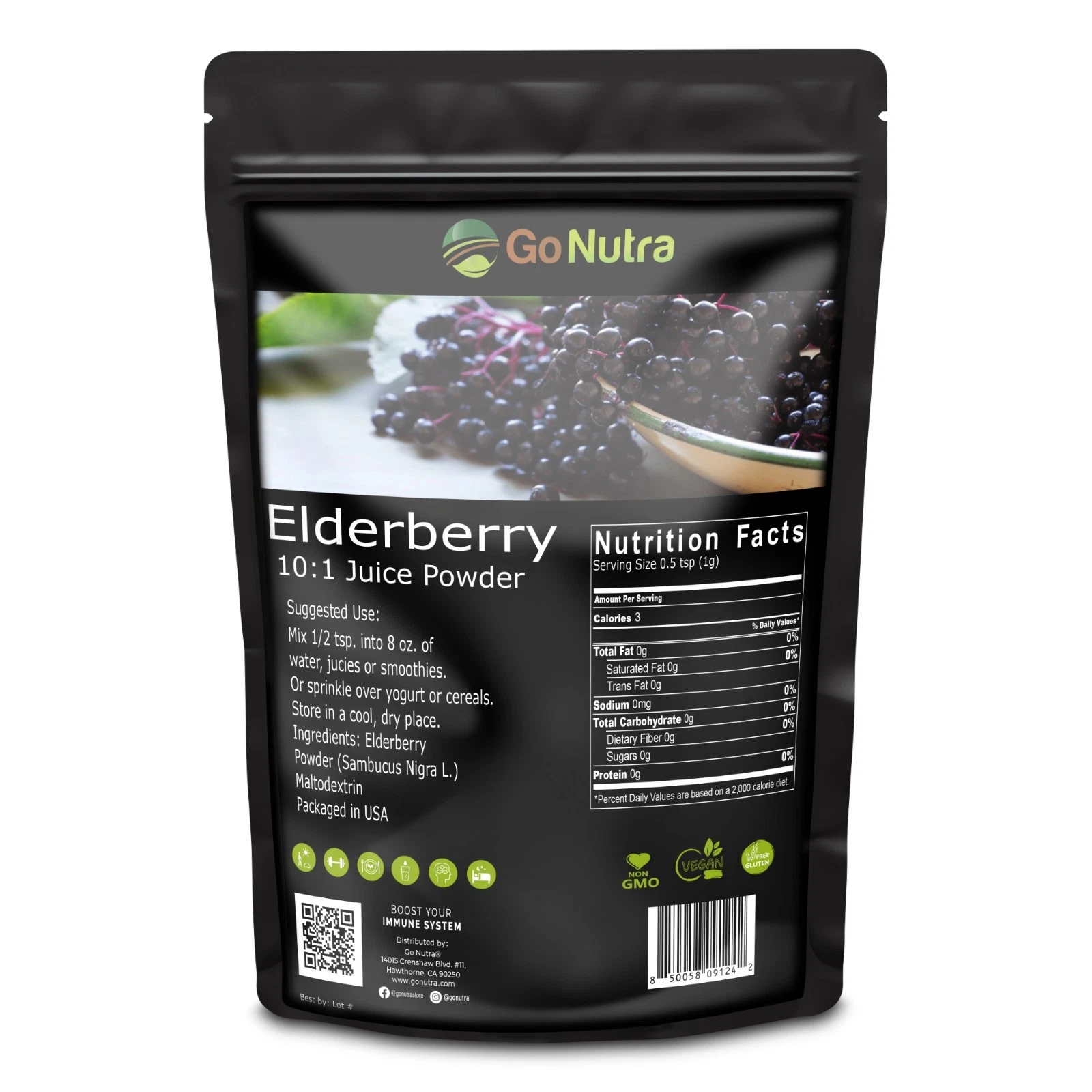 Elderberry Powder Freeze-Dried Pure from Chile Sambucus Nigra- 4oz | 28 Servings