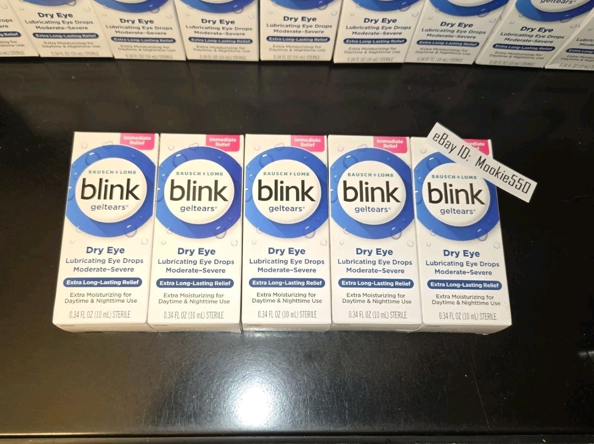 EXP 04/2026+! 5 Box Lot BLINK Gel Tears MODERATE SEVERE Eye Drops 0.34 OZ 10mL