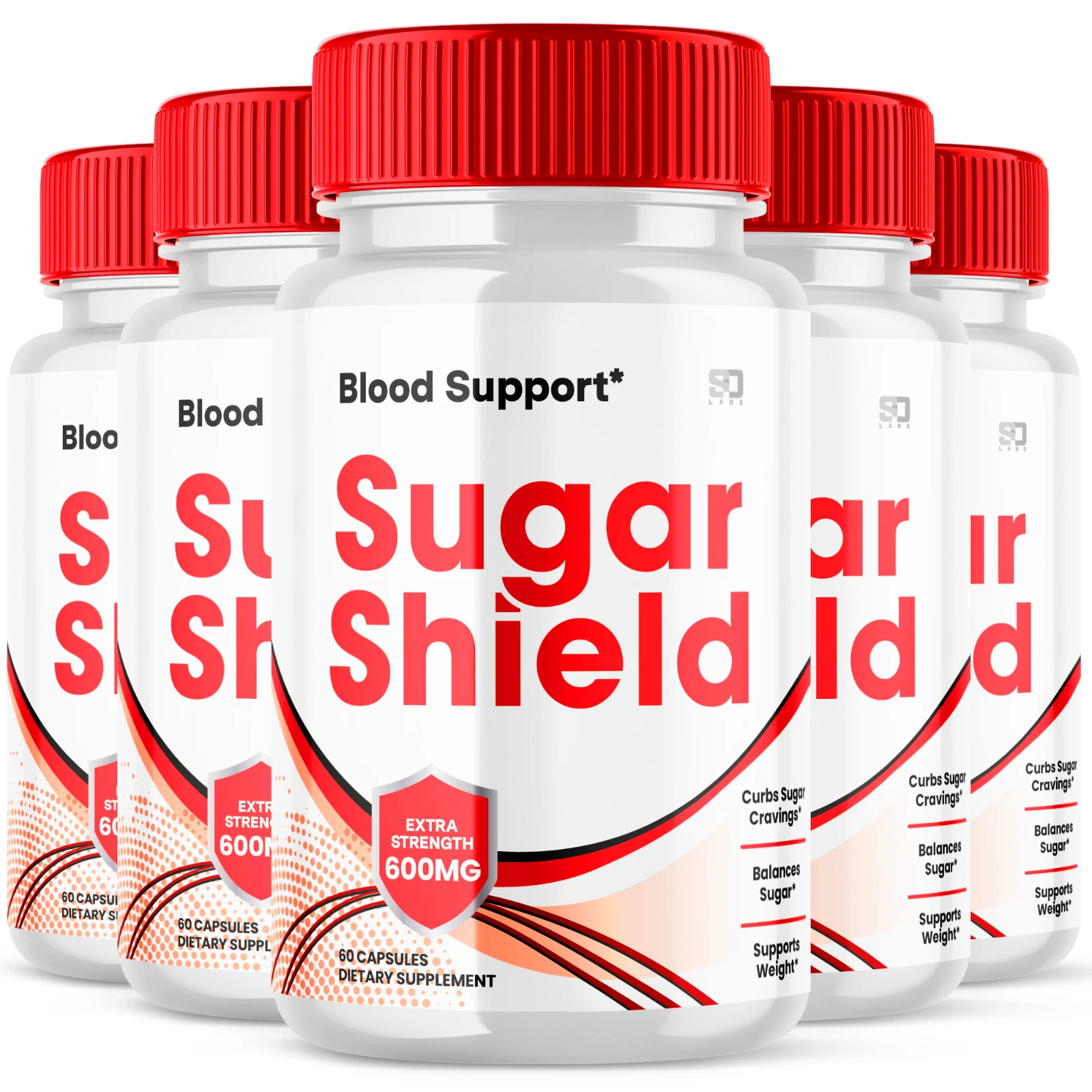 (5 Pack) Sugar Shield Blood Support, Sugar Shield Blood Flow (300 Capsules)