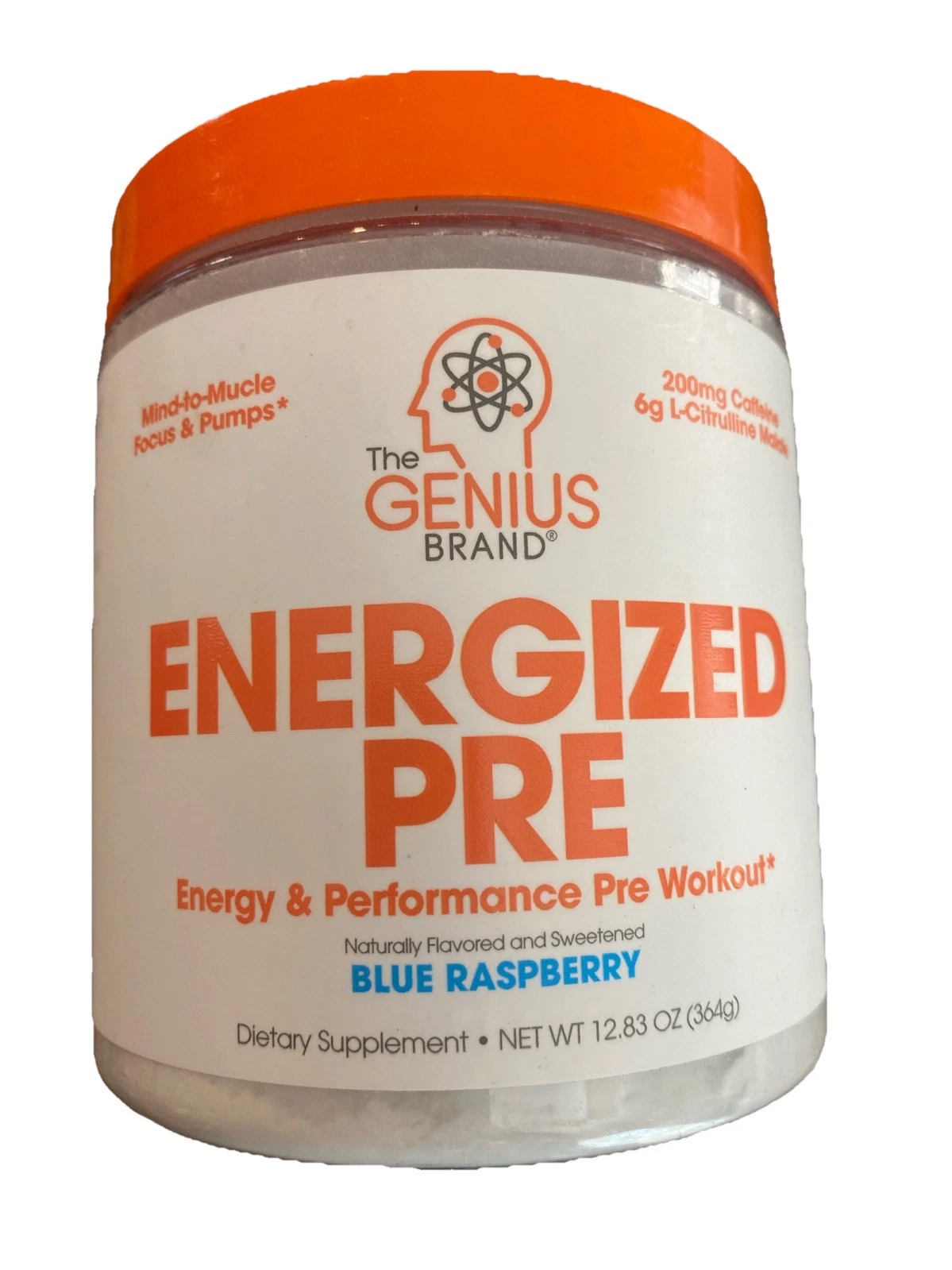 The Genius Brand Energized Pre Workout Blue Rasberry 12.83 Oz New