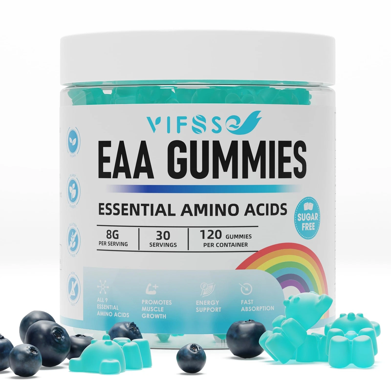 VIFSSG EAA Gummies 120 Gummies Blue Raspberry 8000 mg Essential Amino Acids -...