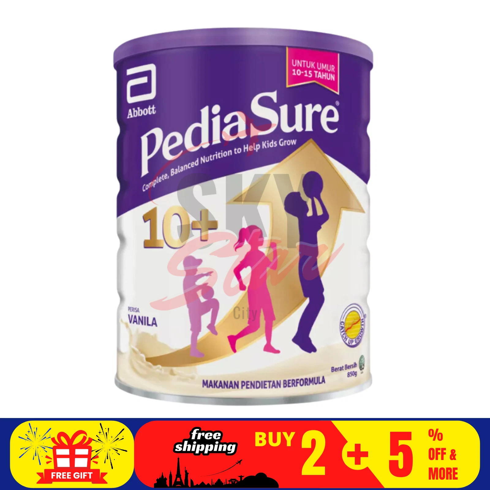 Abbott Pedia Sure Optiheight Increase Height Kids 10-15 Yrs Old Vanilla 850g