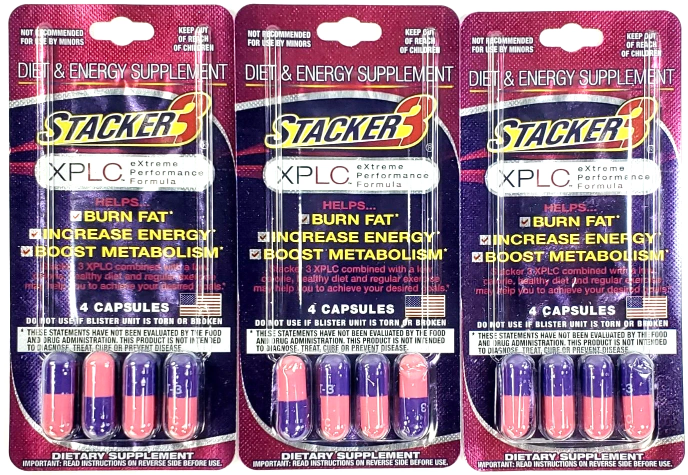 12 Capsules STACKER 3 XPLC Dietary Supplement Fat Burner