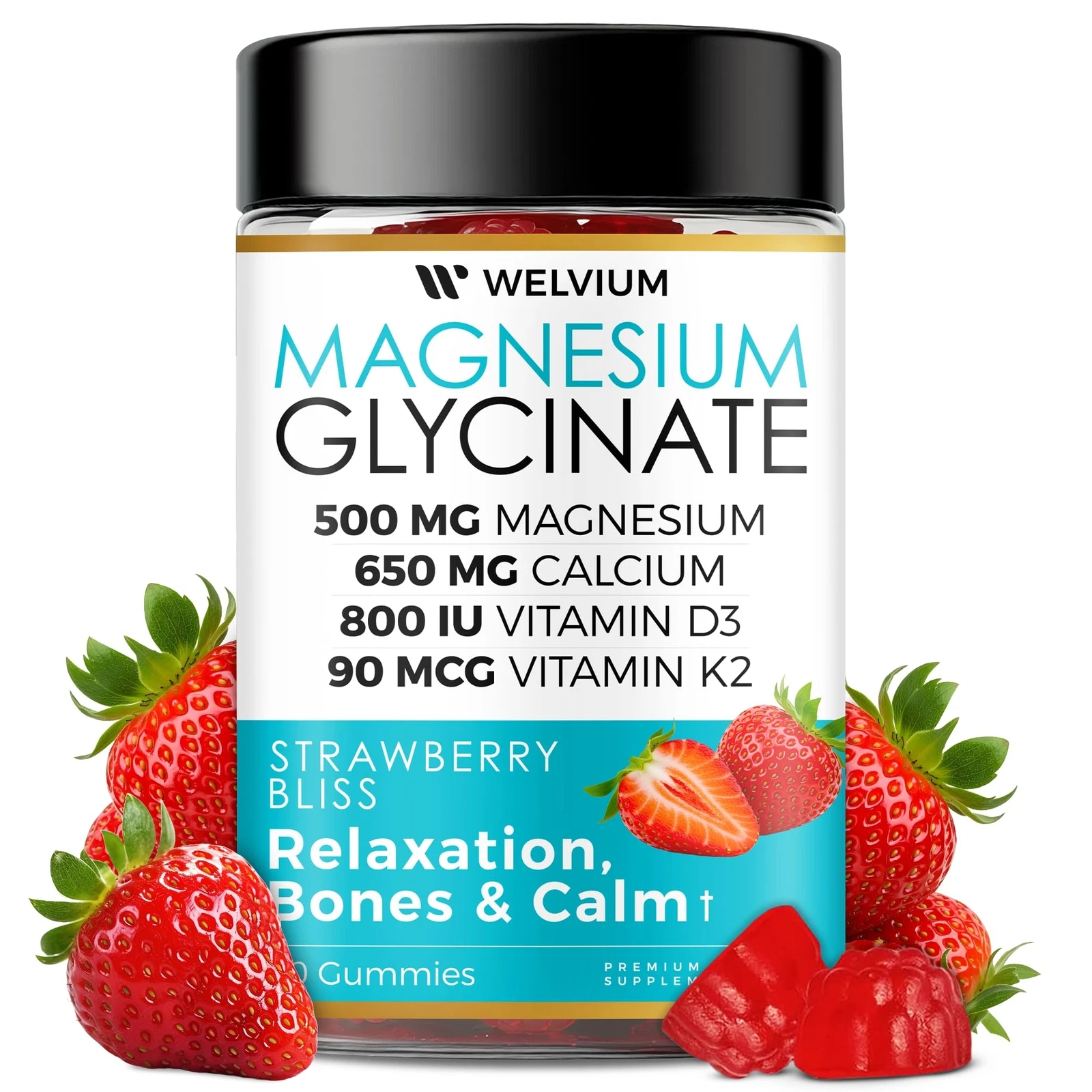 Magnesium Gummies with Calcium D3 K2 B6 Zinc Ashwagandha for Sleep 60ct