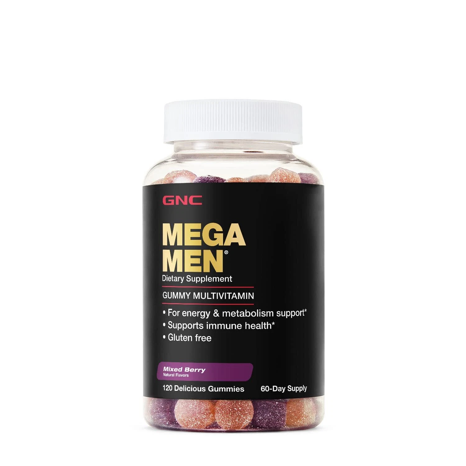 GNC Mega Men Gummy Multivitamin Supports Energy Metabolism Immune System 120 ct