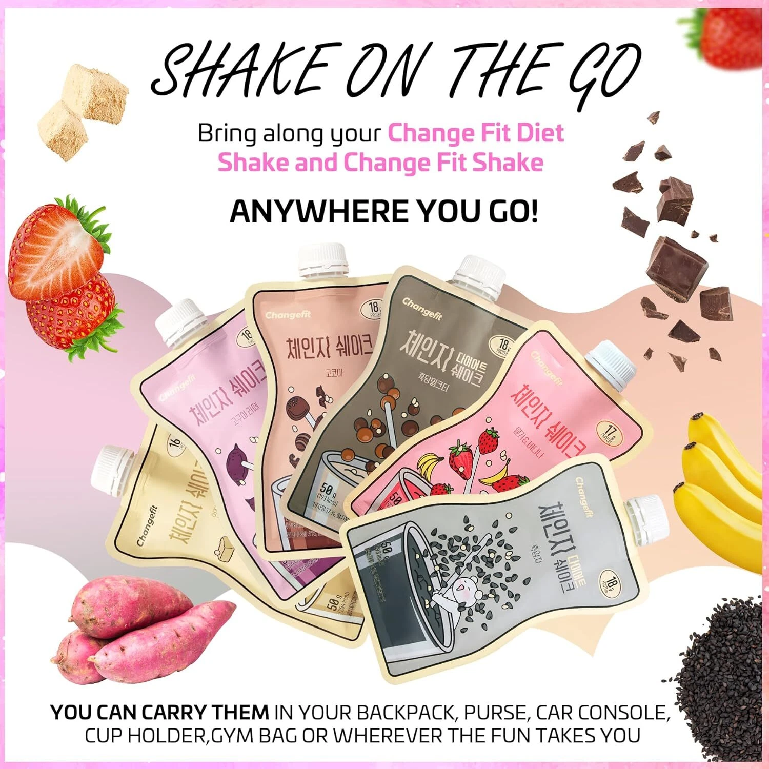 Change Fit Shake , On-The-Go Protein Shake Pouch and Meal Replacement (5 Pack)