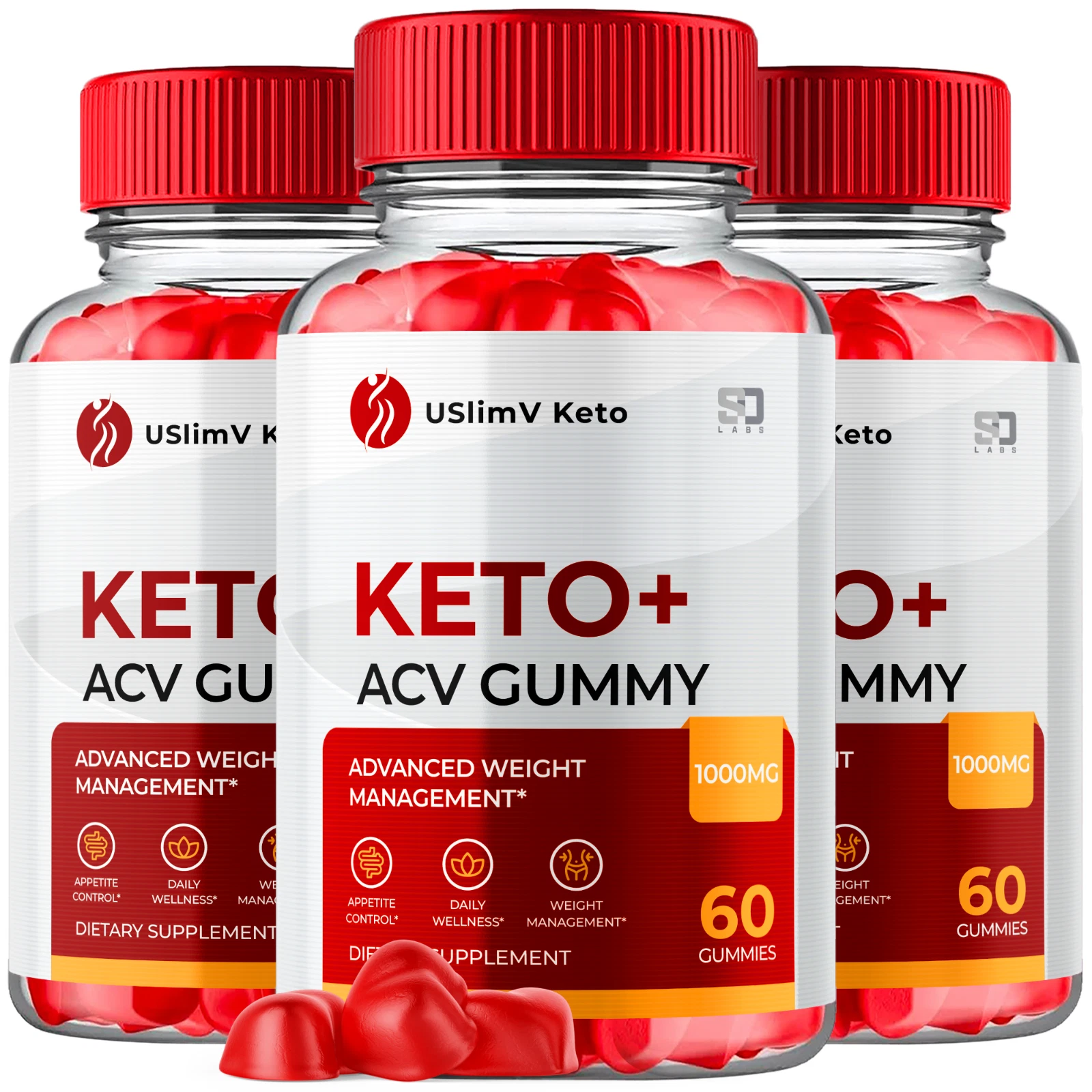 (3 Pack) USlimV Keto ACV, USlimV Keto ACV Gummies Weight Loss (180 Gummies)