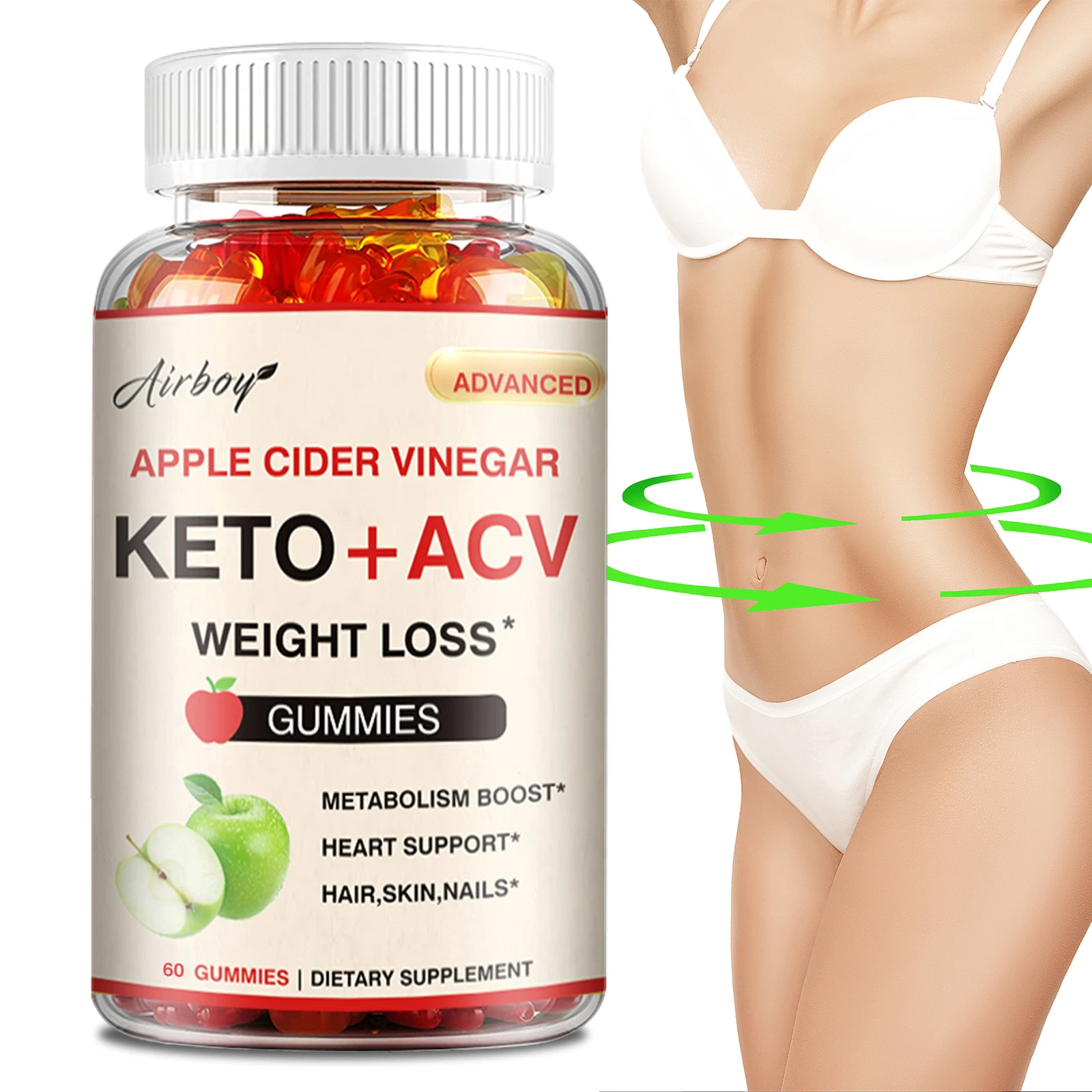 Keto+ACV Gummies - For Weight Loss Fat Burner Dietary Supplement,Cleanse & Detox