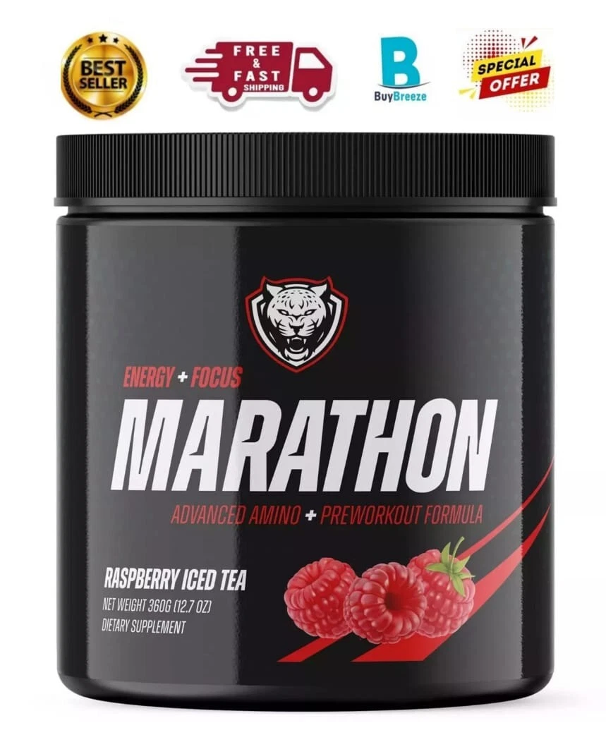 Marathon, Advanced Amino + Preworkout Formula Raspberry Iced Tea 12.7 oz 360 Grm