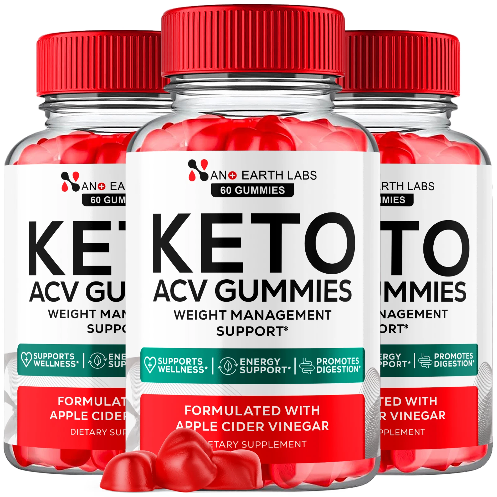 Nano Earth Labs Keto ACV Gummies 1000MG Advanced Formula Vitamin 180 Gummies