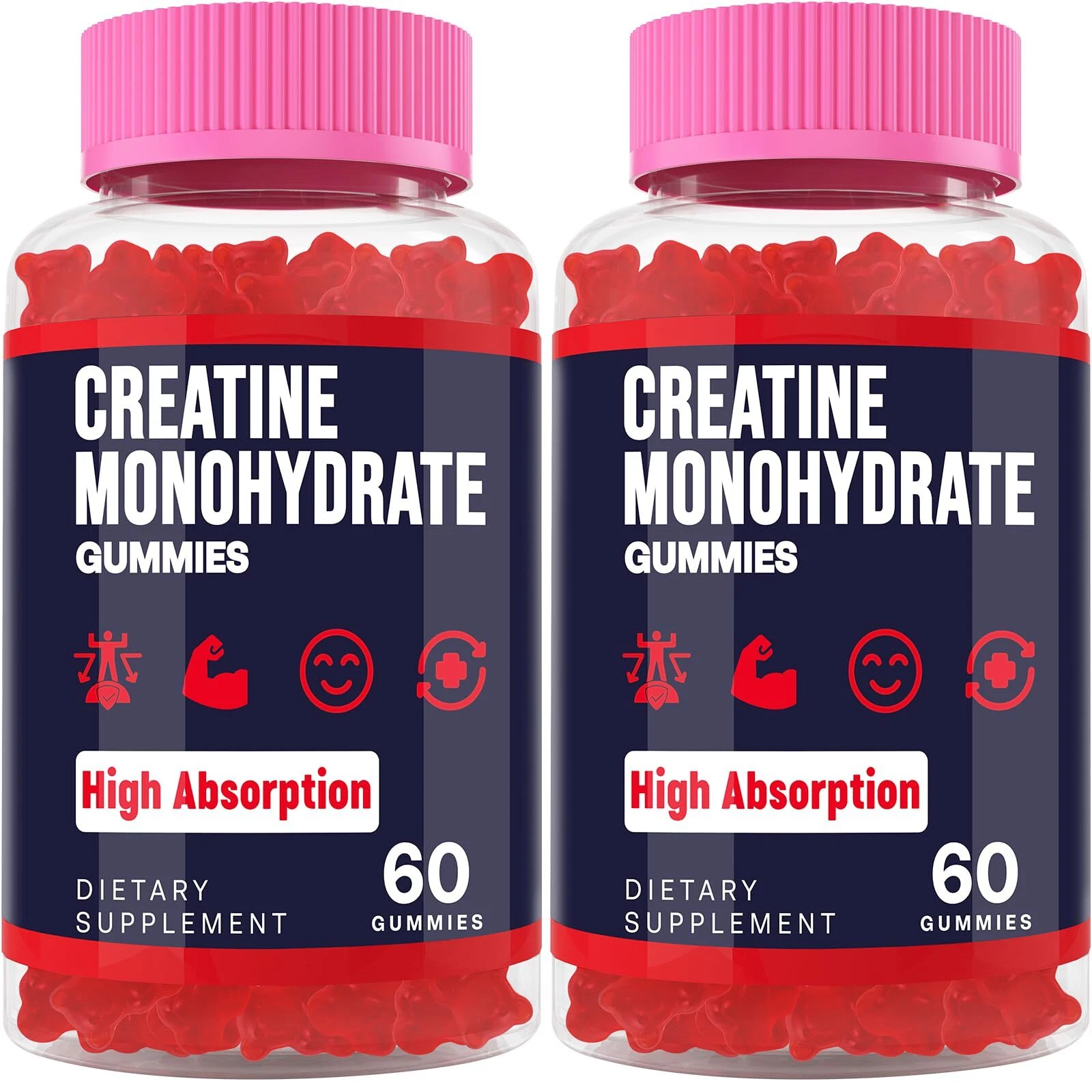 Organic Vegan Creatine Monohydrate Gummies Pack of 2 60 Count High Potency