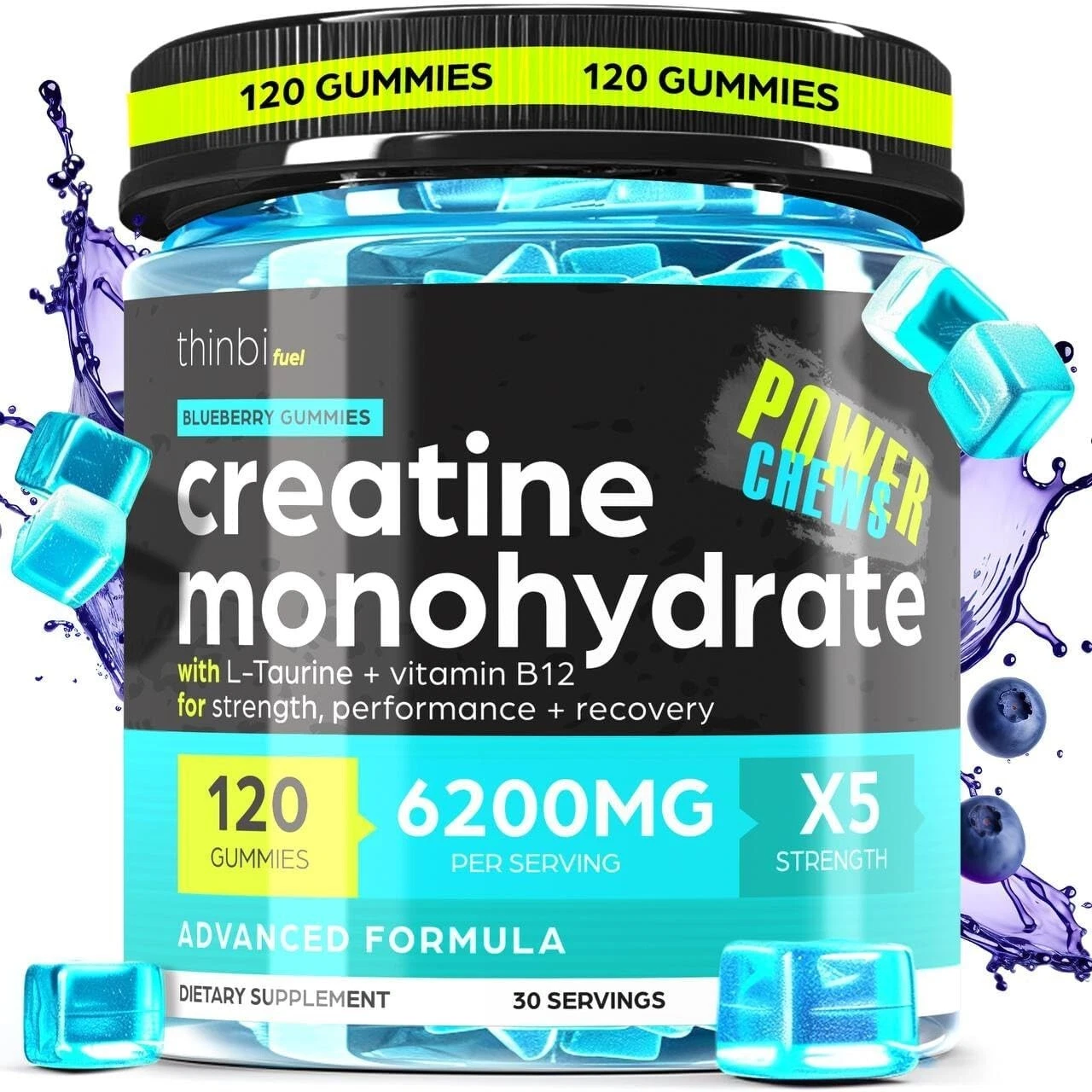 Creatine Monohydrate Gummies Complex 6200mg for Men & Women - 120 Gummies