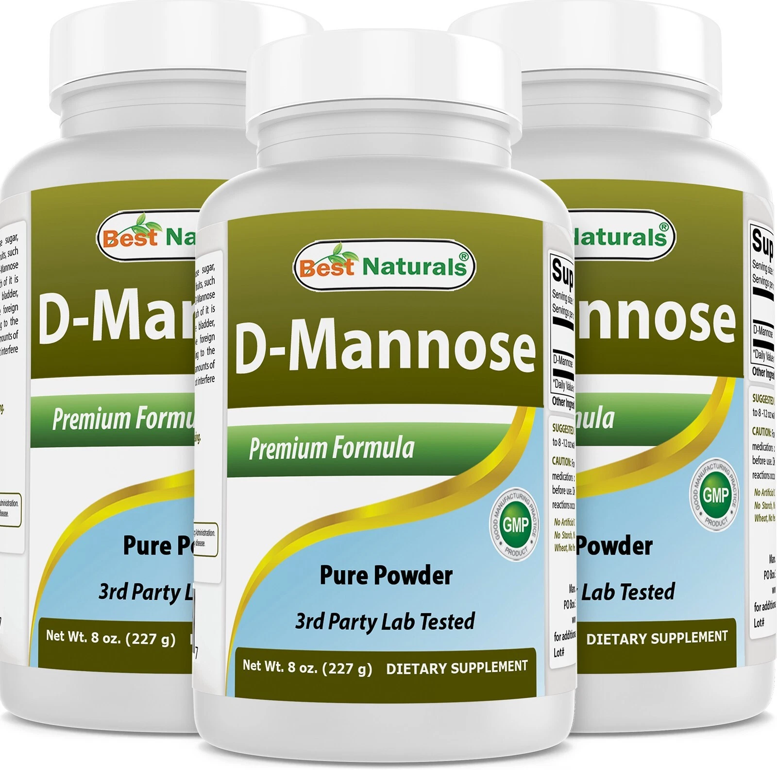 3 Pack Best Naturals D-Mannose Pure Powder 8 OZ