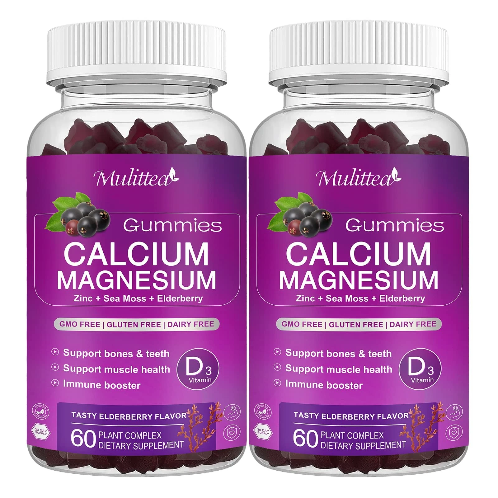 Calcium Magnesium Zinc Gummies with High Absorption Magnesium Glycinate 200mg, P