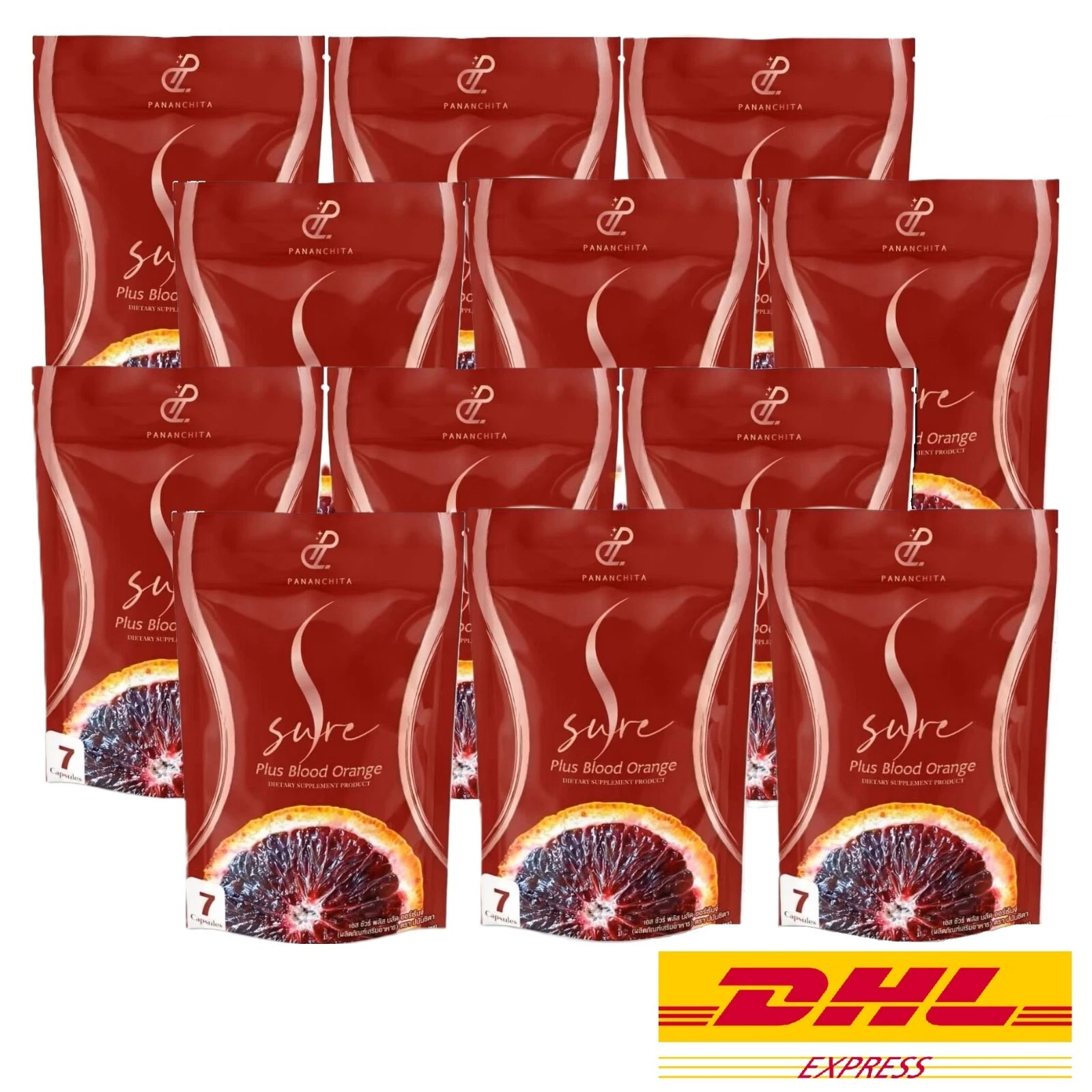 12 x S Sure Plus Blood Orange 7 Caps Weight Management Fat Dietary Supplement