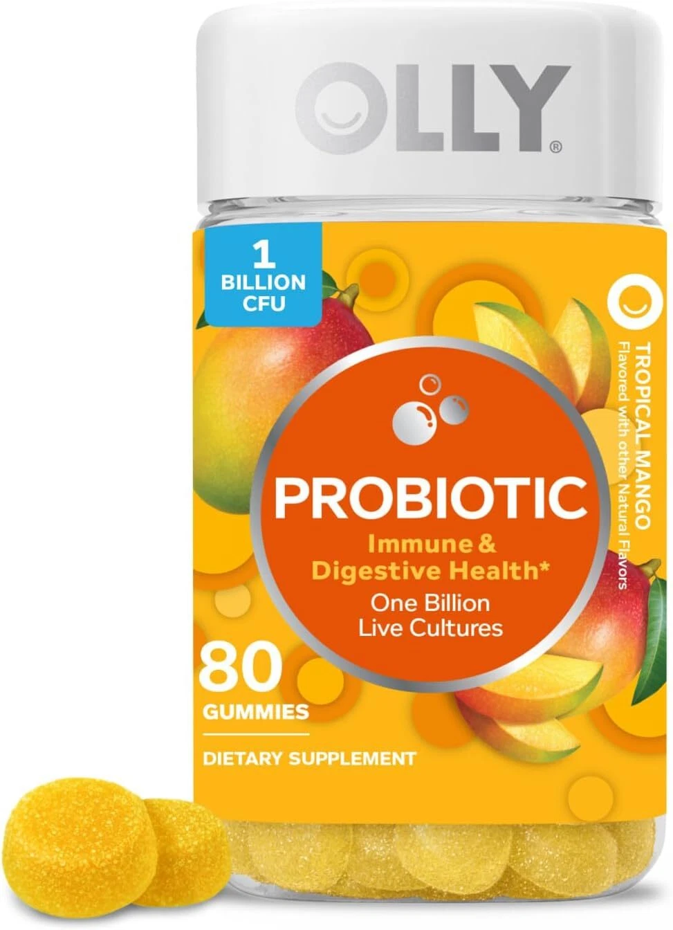OLLY Probiotic Gummy 1 Billion CFUs Immune and Digestive Support Chewable