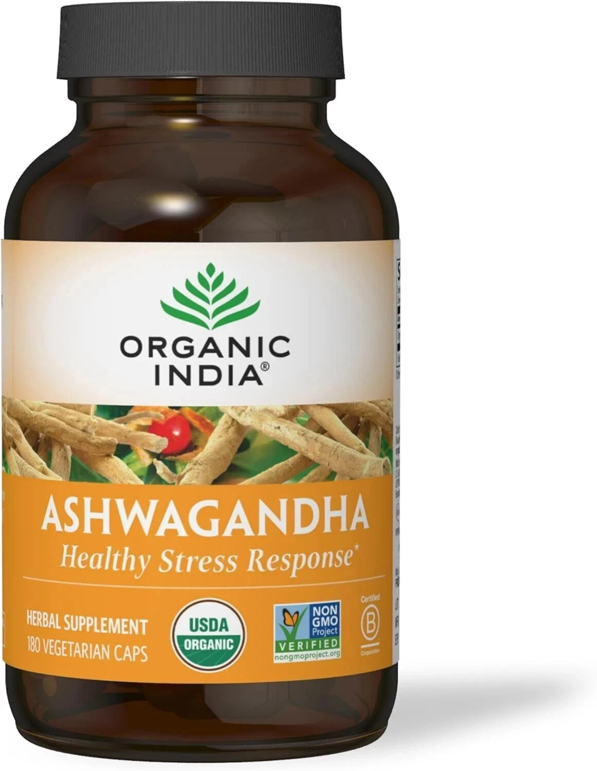 ORGANIC INDIA Ashwagandha Capsules – Natural Stress Support | 180 Vegan Capsules
