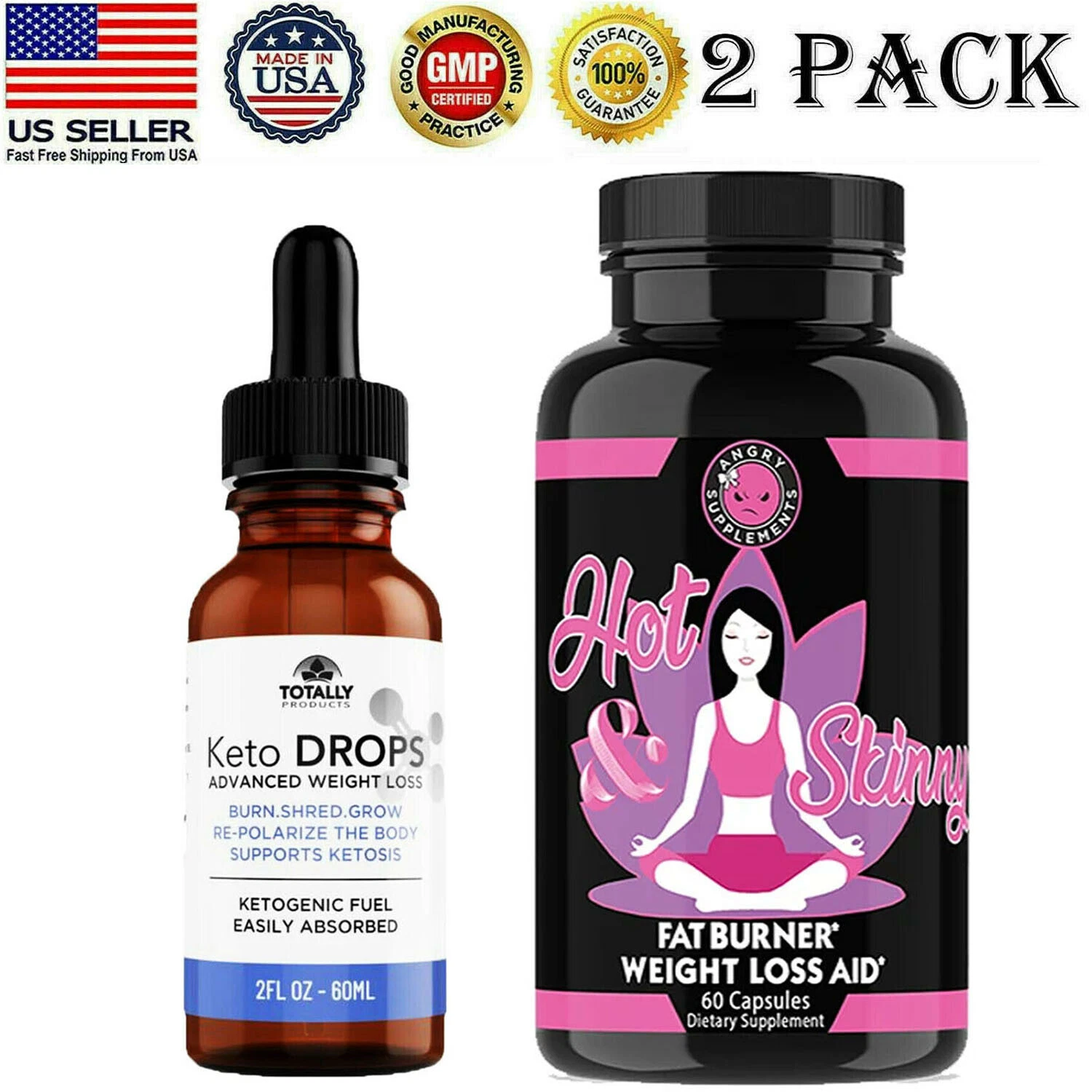 Keto Diet Drops & Hot Skinny Supports Fat Burner Weight Loss Dietary Supplements
