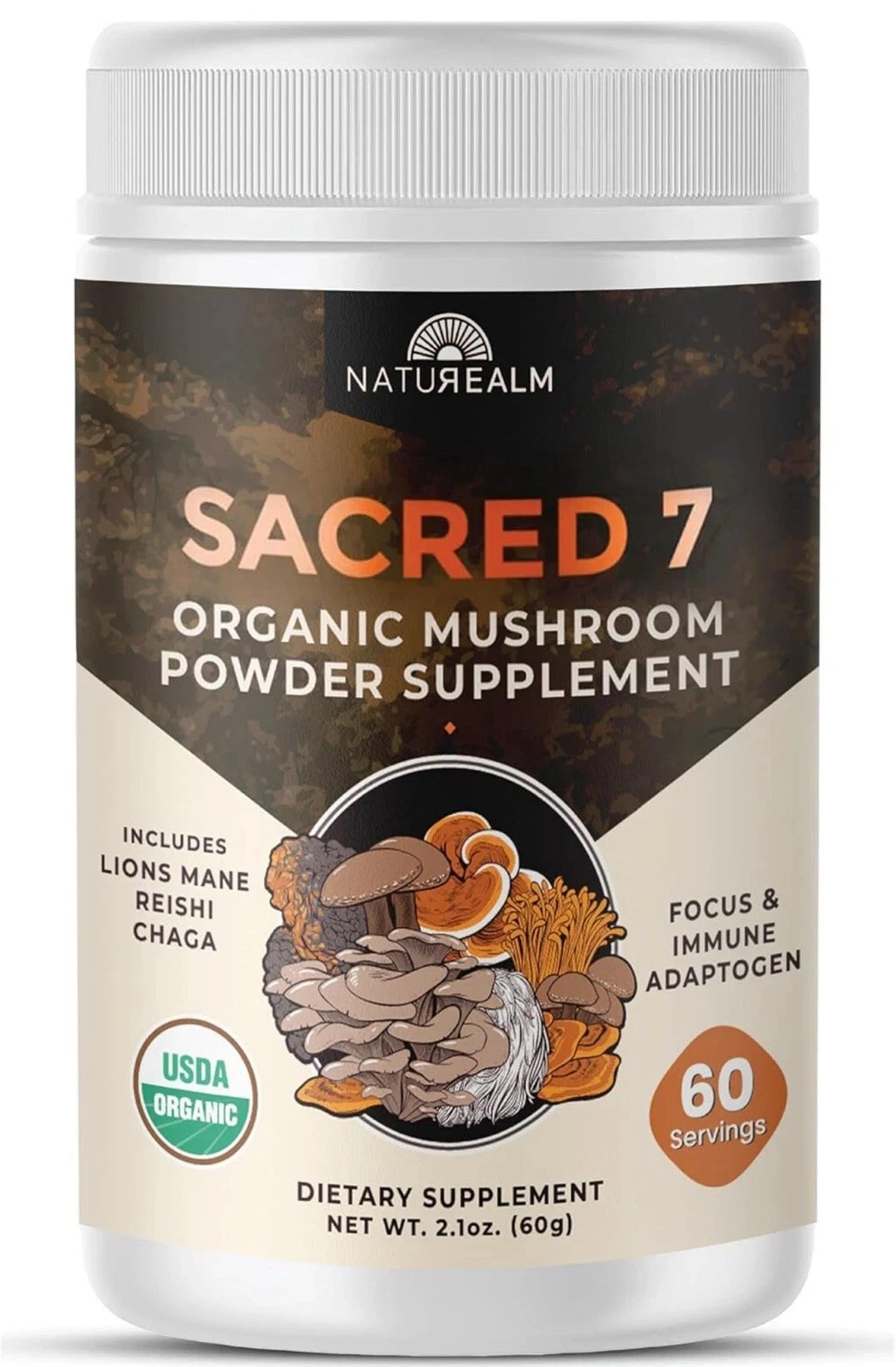 Naturealm Sacred 7 Mushroom Extract Powder Cordyceps 2.1 oz EXP 11/2026