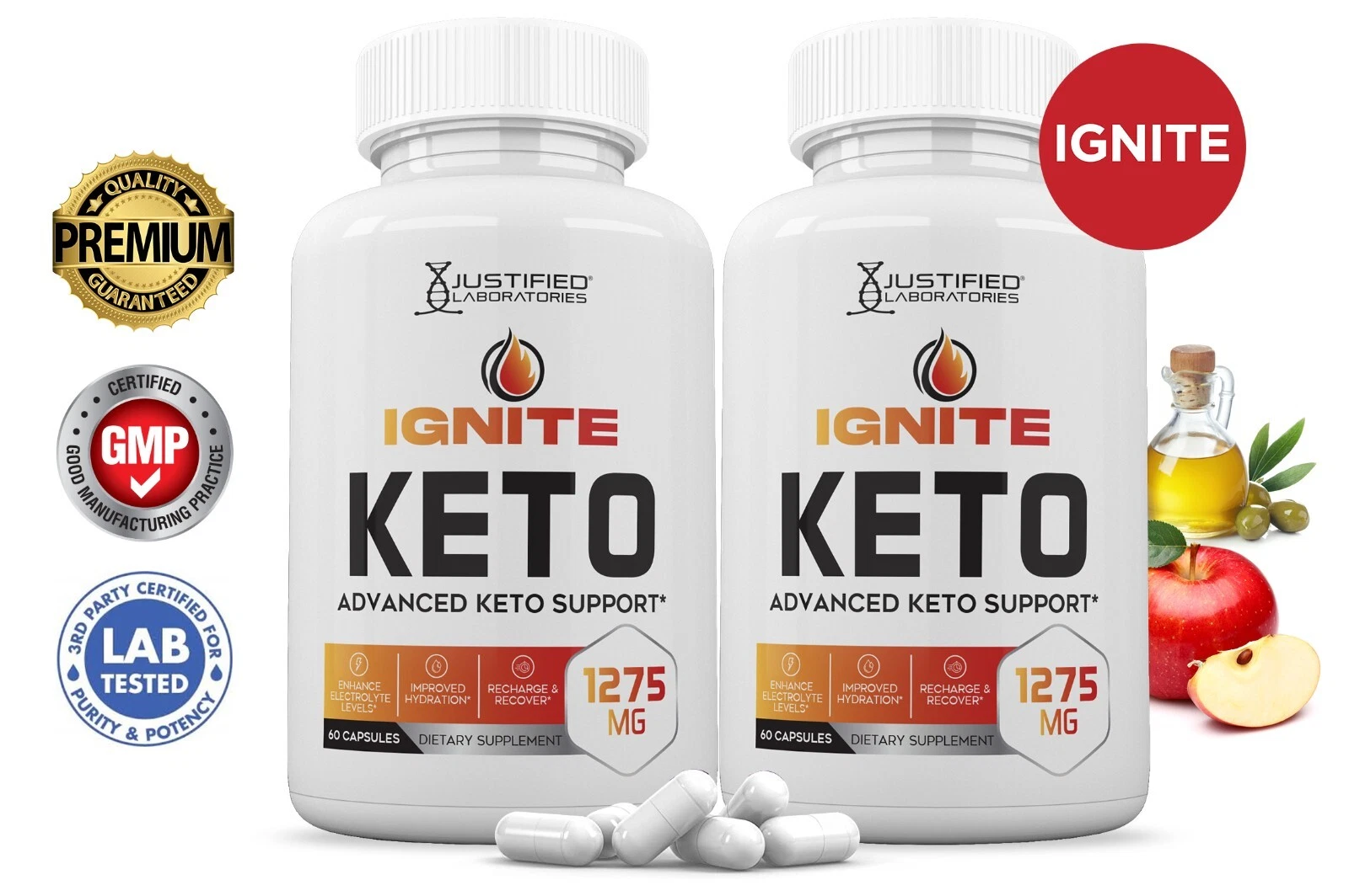 Ignite Keto ACV Pills 1275 MG Stronger Than Gummies Keto Support 2 Bottle