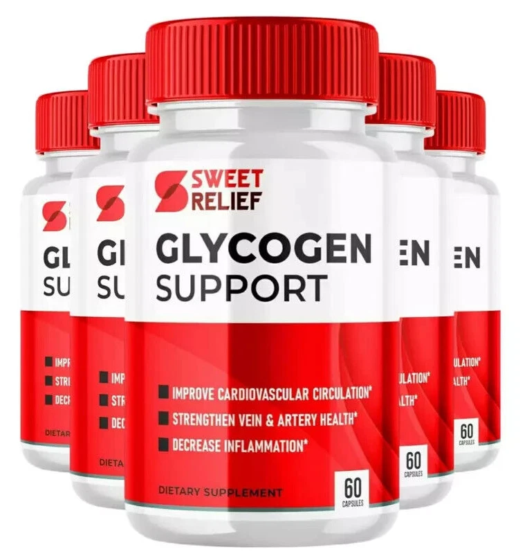 (5 Pack) Sweet Relief Glycogen Blood Support Supplement Capsules