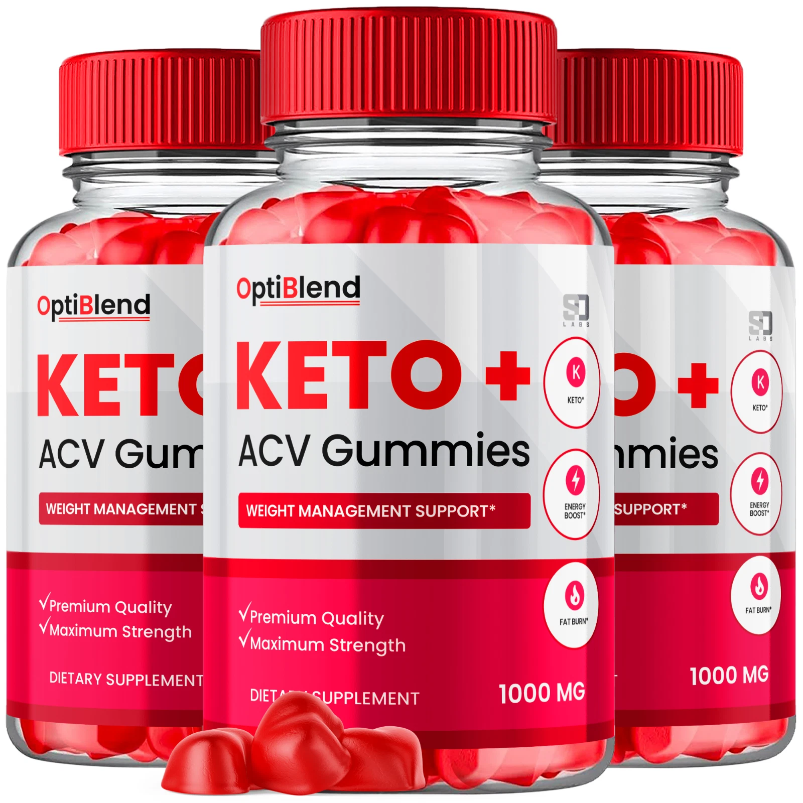 OptiBlend Keto+ACV Gummies Maximum Strength Support Weight Management (3 Pack)