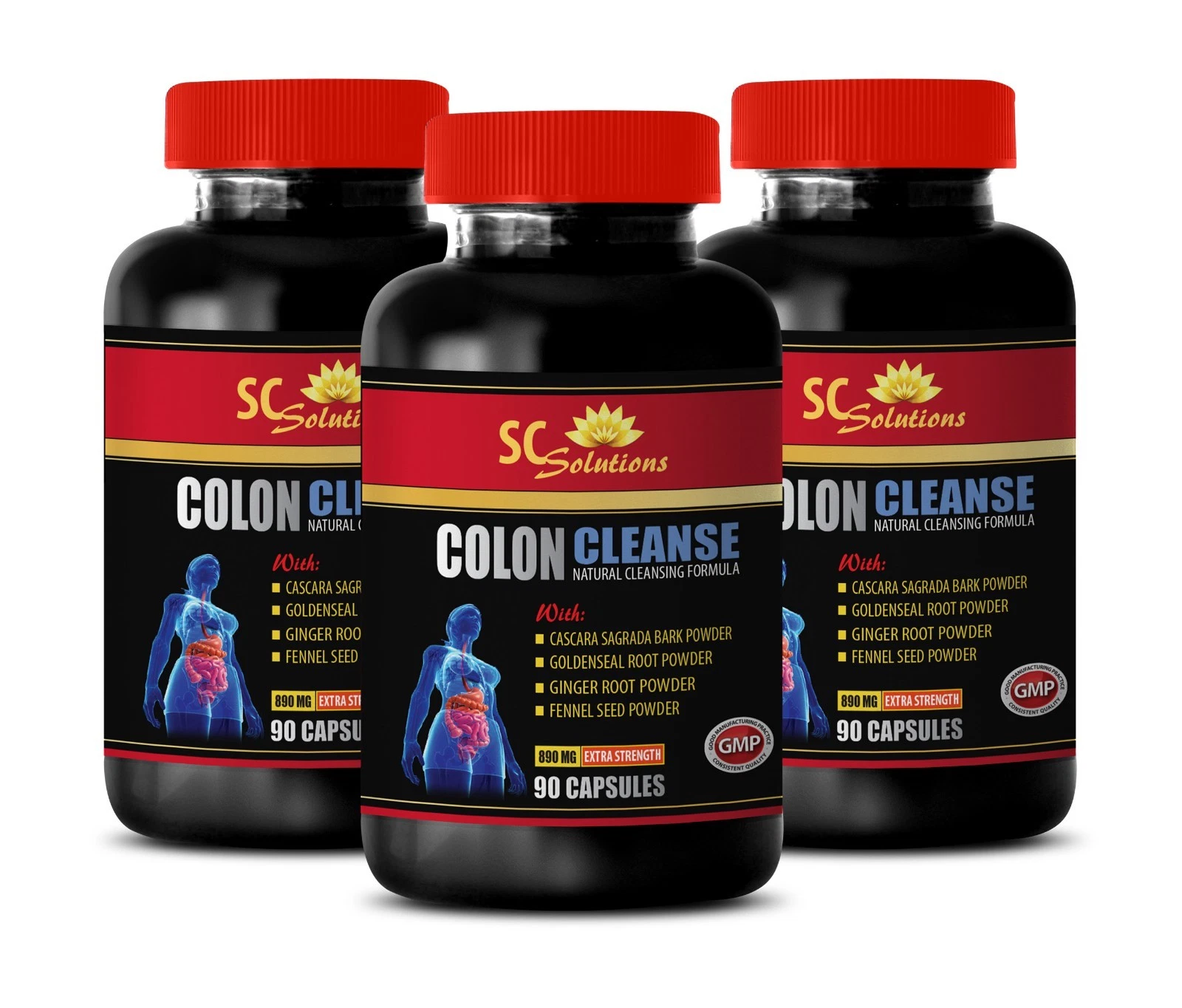 Energy boost - COLON CLEANSE COMPLEX - Nutrient boost 3 Bottles 270 Capsules
