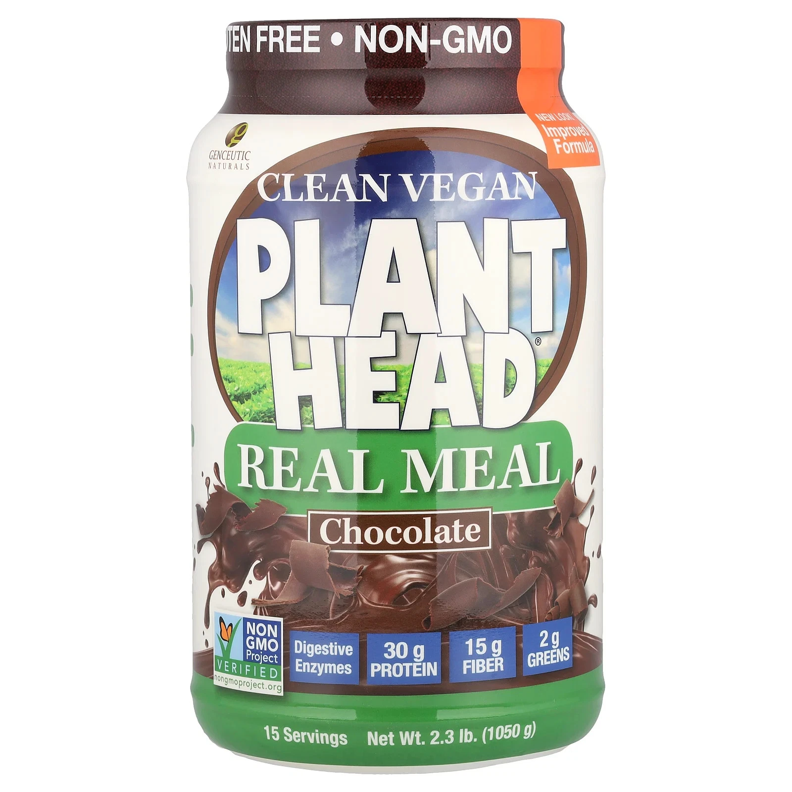 Genceutic Naturals Plant Head Real Meal Chocolate 2 3 lb 1050 g Dairy-Free,