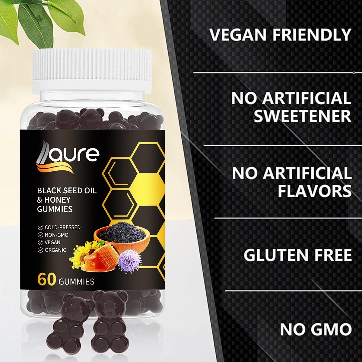 Black Seed Oil & Honey Gummies W/ 2%+ THYMOQUINONE | Nigella Sativa Seeds| Su...