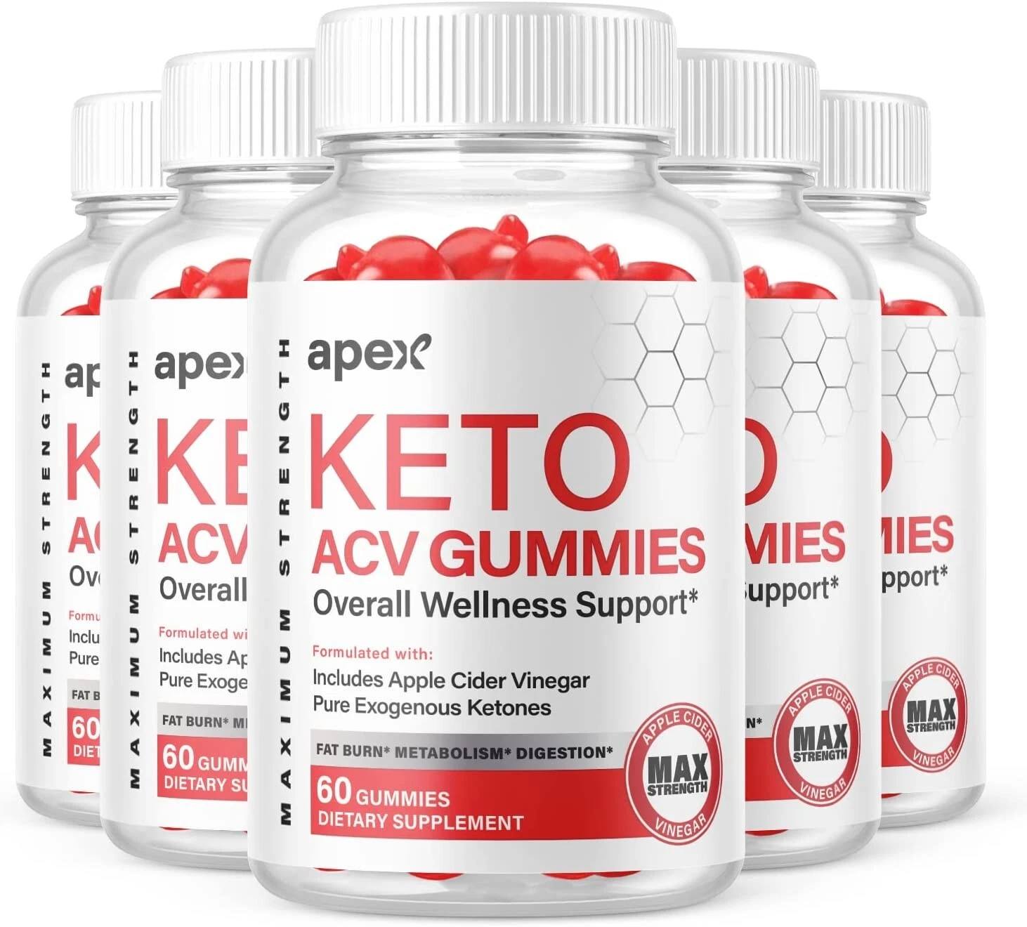 Apex Keto ACV Gummies, Weight Loss, Fat Burner, OFFICIAL - 5 Pack
