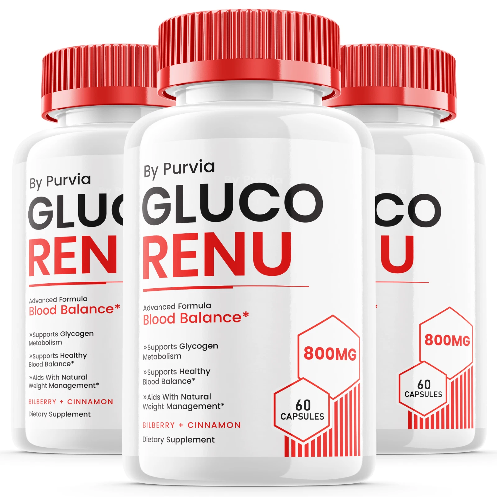 (3 Pack) Gluco Renu Capsules for Overall Blood Health Support Formula Supplement