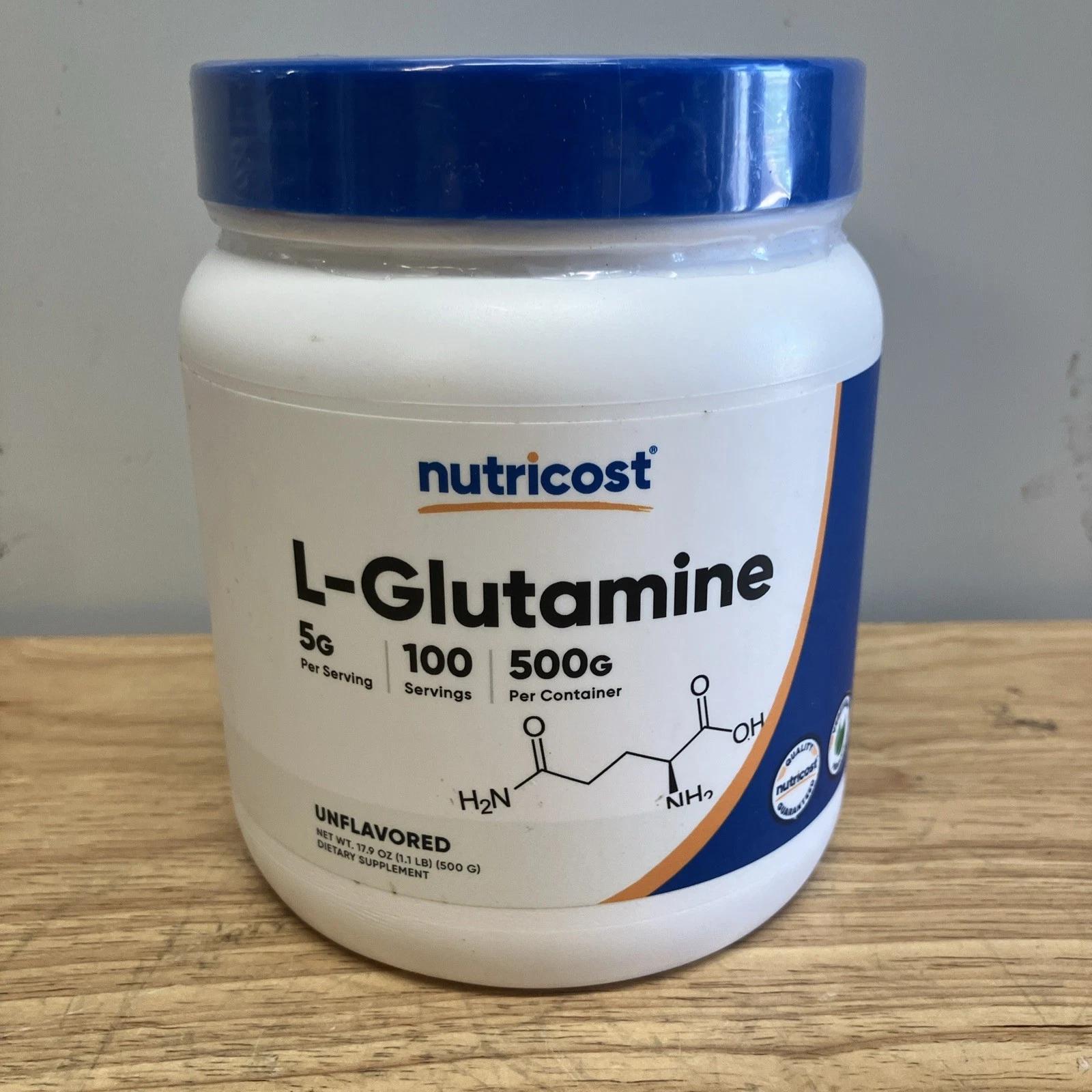 Nutricost Pure L-Glutamine Powder 500G - 100 Servings, Non-GMO & Gluten Free